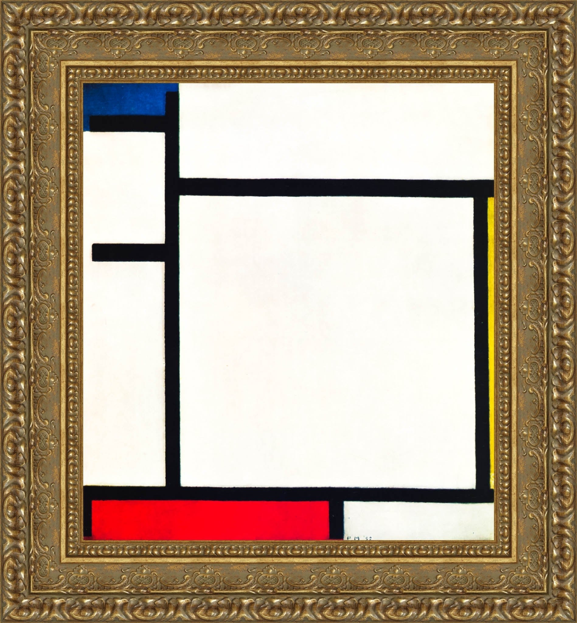 Composition with Blue, Red, Yellow and Black by Piet Mondrian — Framed Giclee Canvas Print | Canvas Classics
