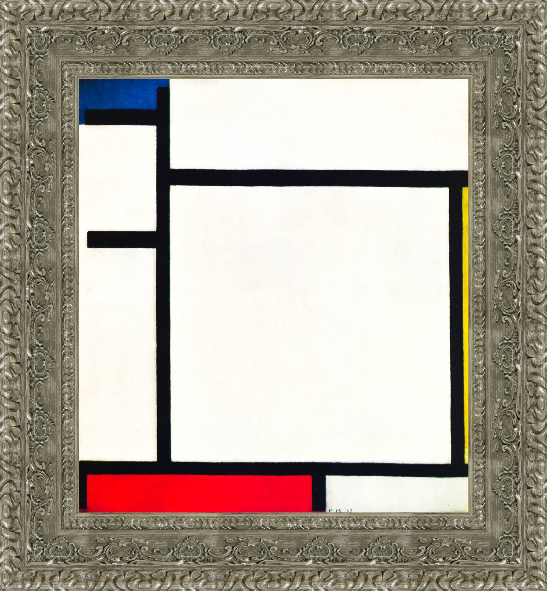 Composition with Blue, Red, Yellow and Black by Piet Mondrian — Framed Giclee Canvas Print | Canvas Classics