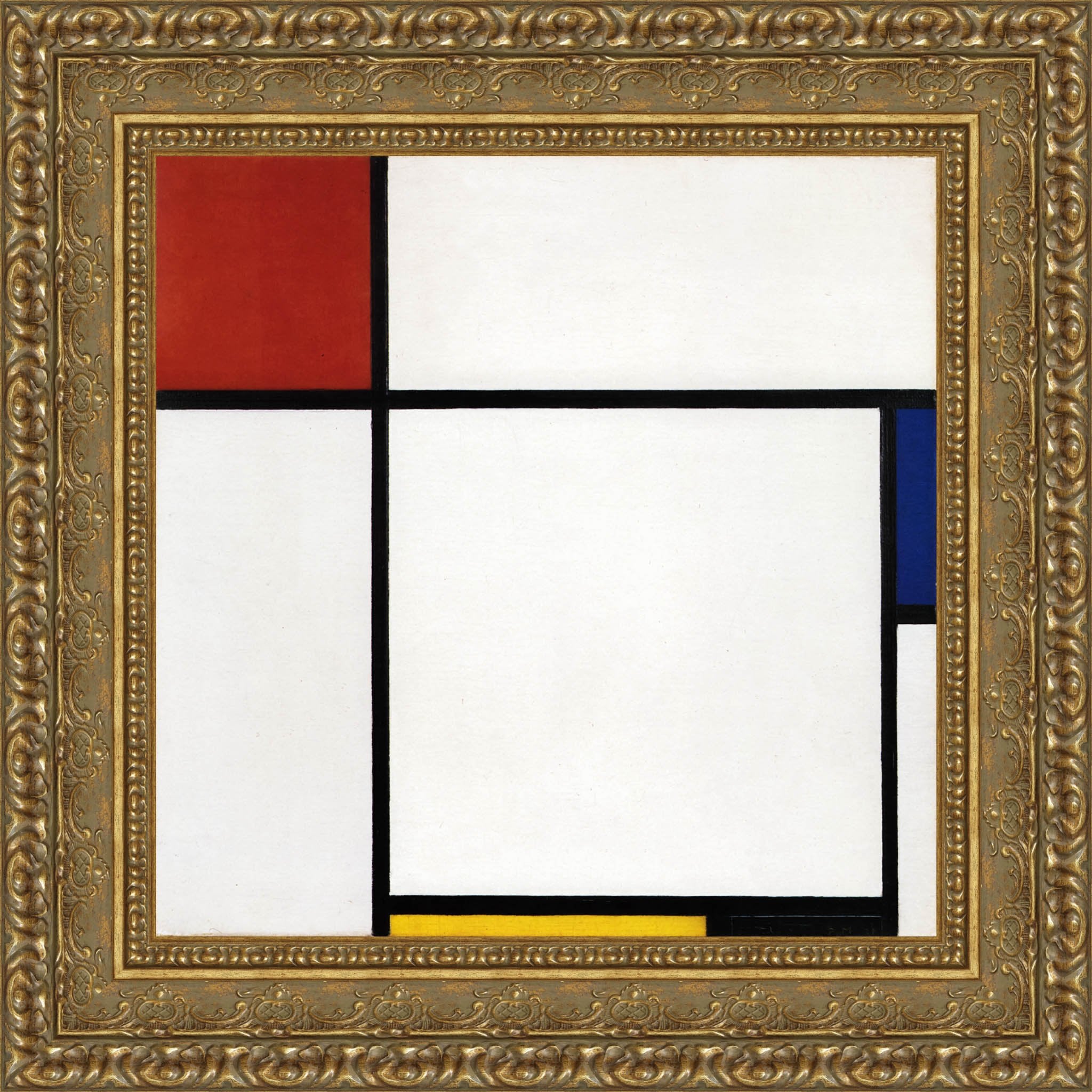 Composition with Red, Blue and Yellow by Piet Mondrian — Framed Giclee Canvas Print | Canvas Classics