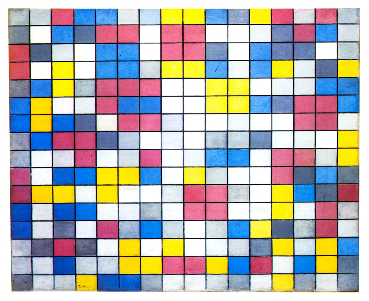 Composition Checkerboard Light Colours – Piet Mondrian, 1919, framed