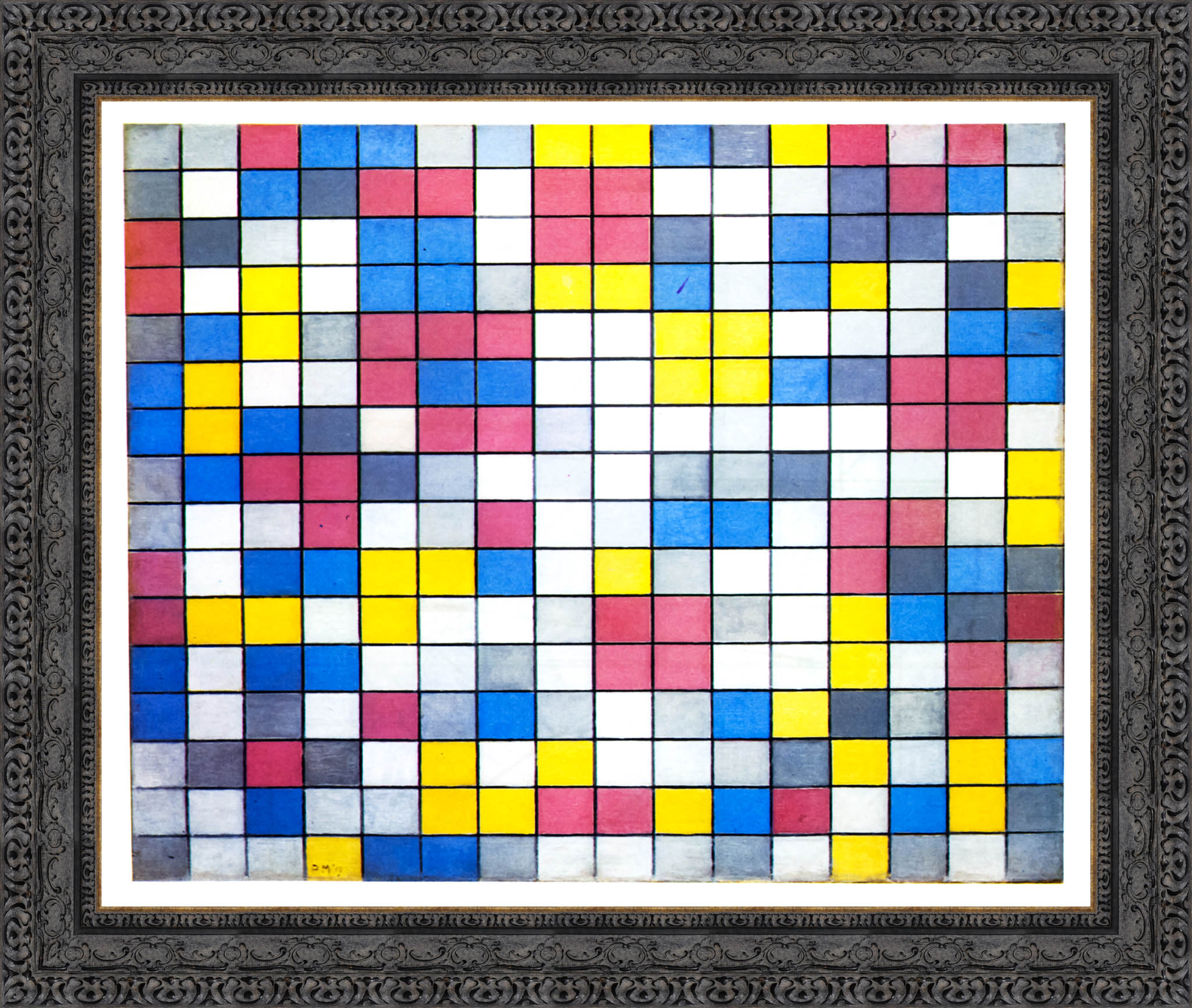 Composition Checkerboard Light Colours by Piet Mondrian — Framed Giclee Canvas Print | Canvas Classics