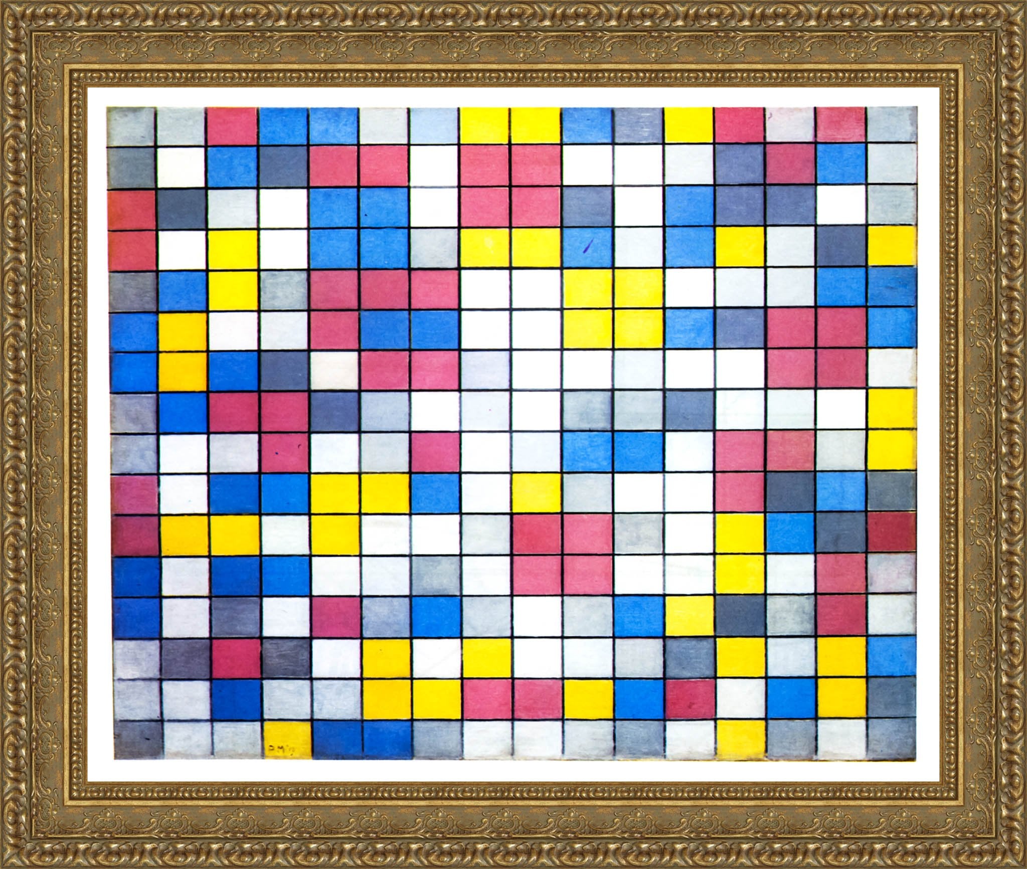 Composition Checkerboard Light Colours by Piet Mondrian — Framed Giclee Canvas Print | Canvas Classics