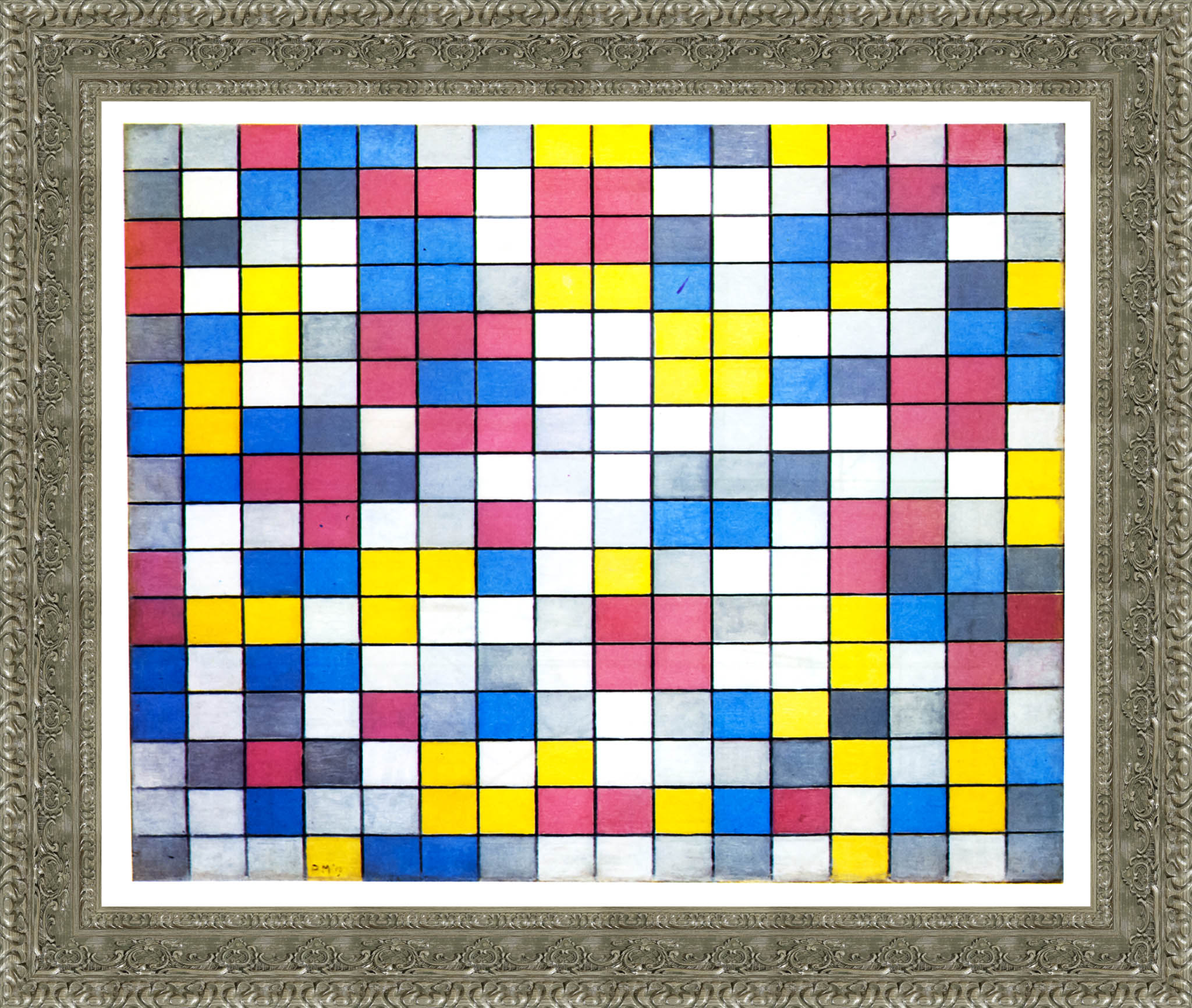 Composition Checkerboard Light Colours by Piet Mondrian — Framed Giclee Canvas Print | Canvas Classics
