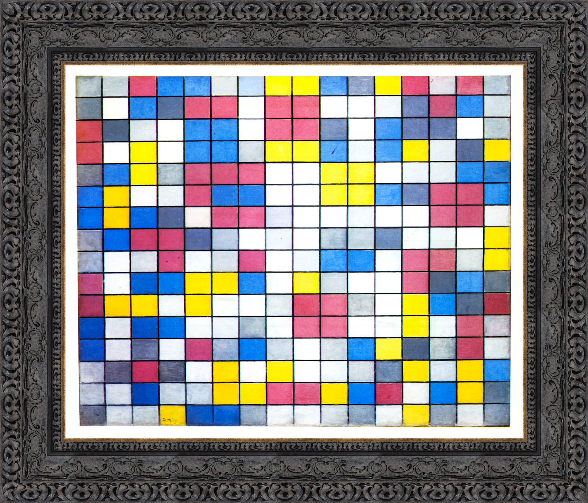 Composition Checkerboard Light Colours by Piet Mondrian — Framed Giclee Canvas Print | Canvas Classics