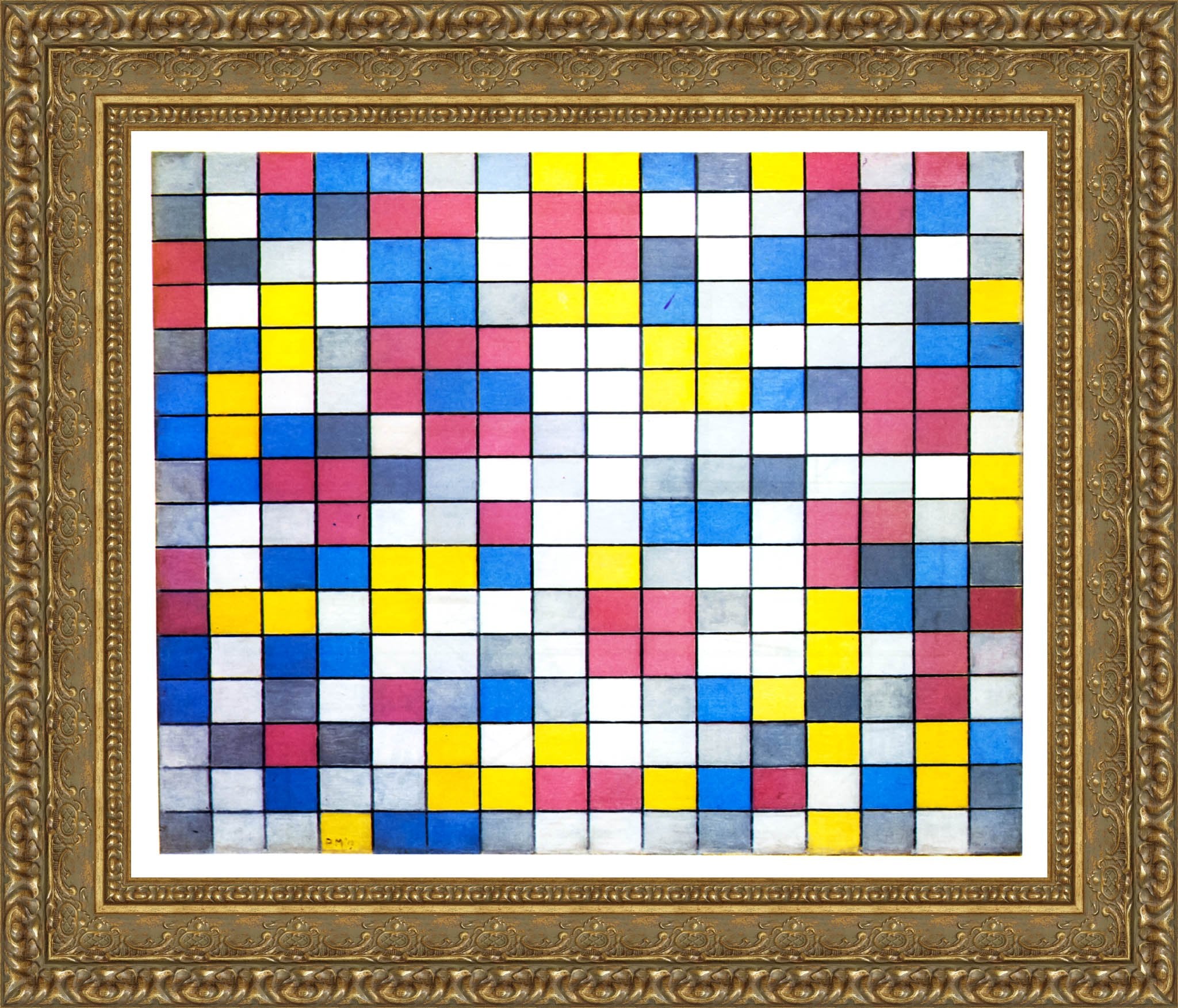 Composition Checkerboard Light Colours by Piet Mondrian — Framed Giclee Canvas Print | Canvas Classics