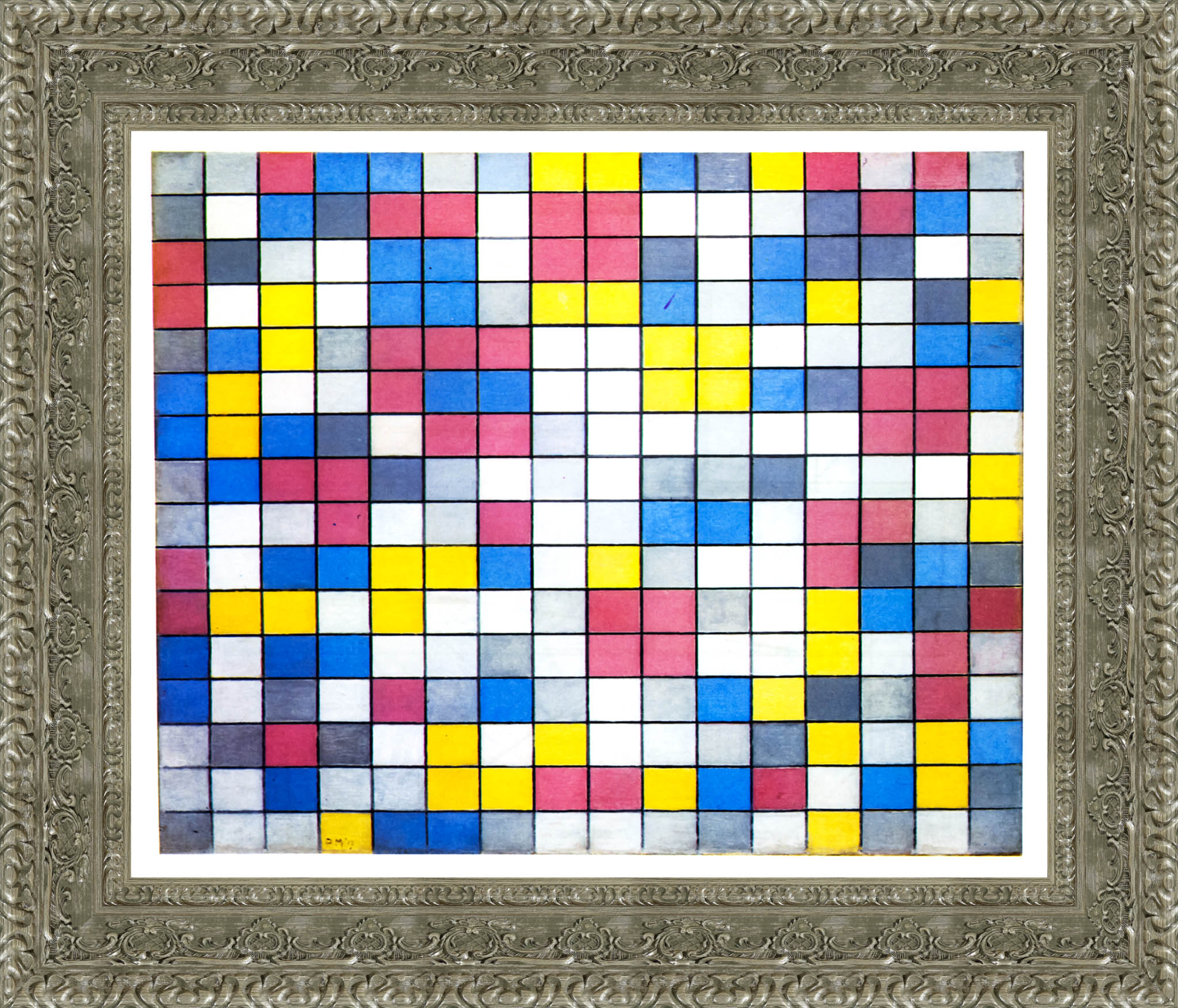 Composition Checkerboard Light Colours by Piet Mondrian — Framed Giclee Canvas Print | Canvas Classics