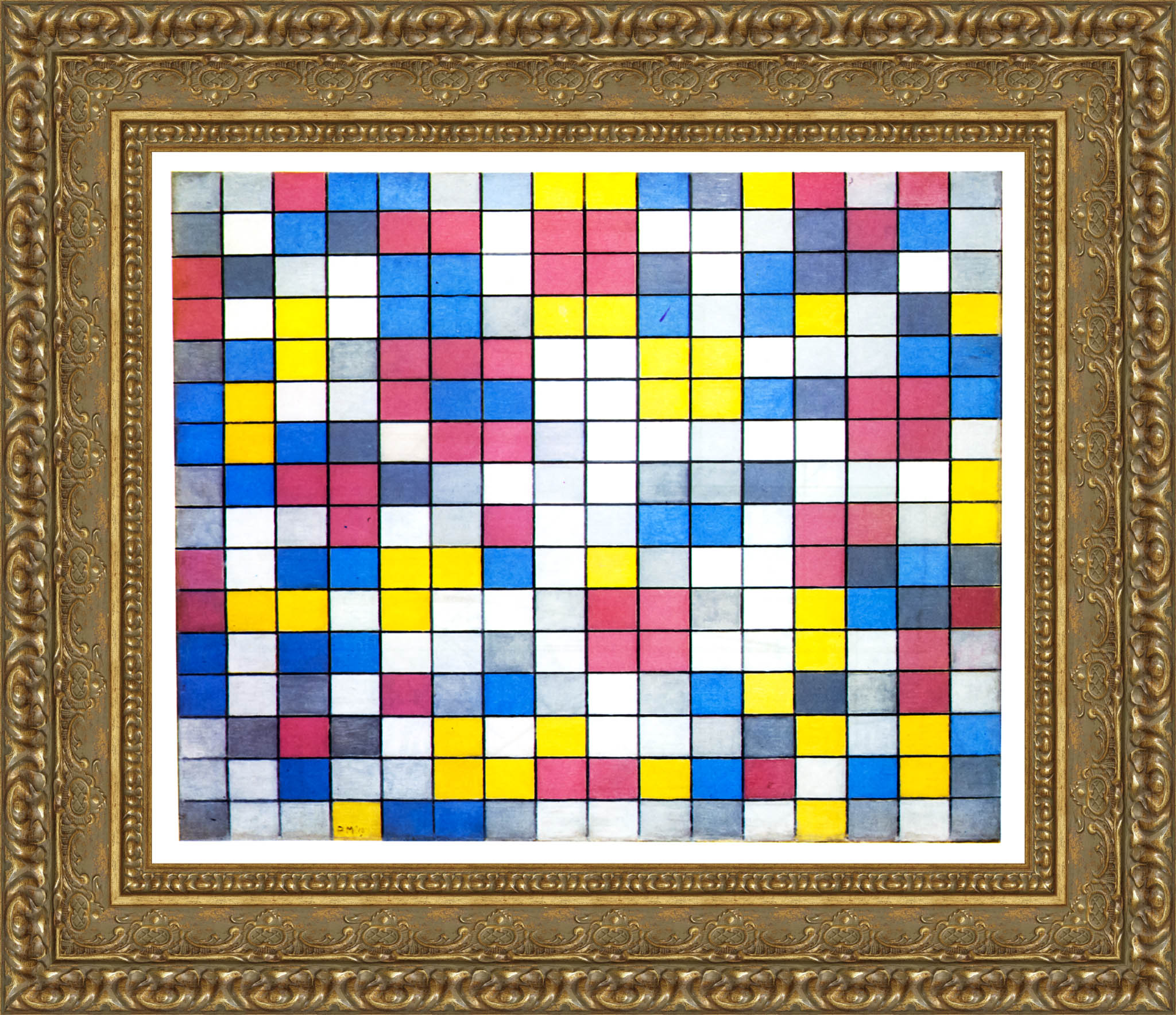 Composition Checkerboard Light Colours by Piet Mondrian — Framed Giclee Canvas Print | Canvas Classics