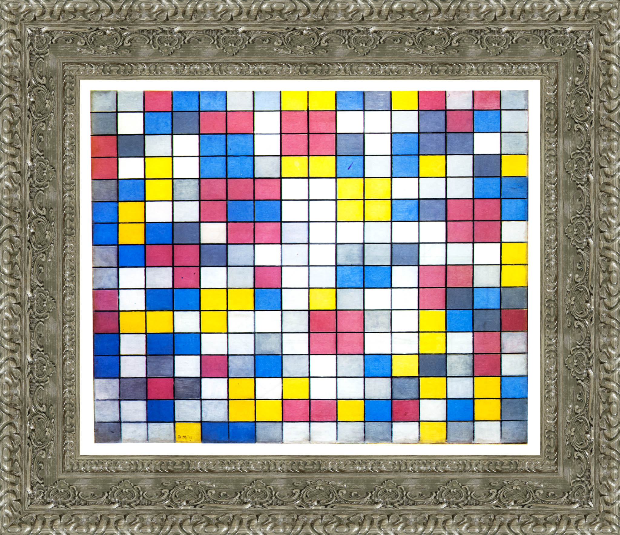 Composition Checkerboard Light Colours by Piet Mondrian — Framed Giclee Canvas Print | Canvas Classics