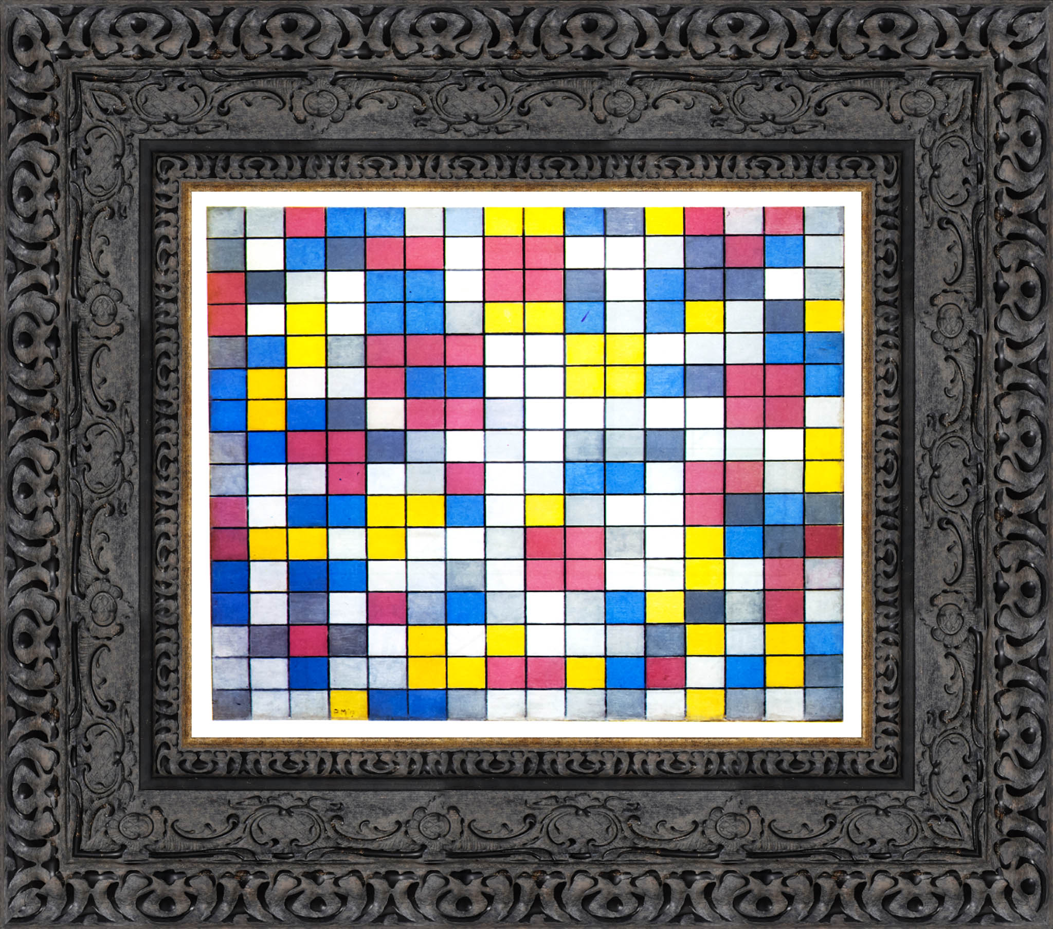 Composition Checkerboard Light Colours by Piet Mondrian — Framed Giclee Canvas Print | Canvas Classics