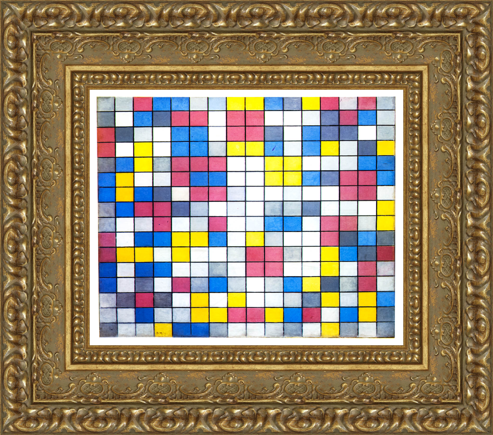 Composition Checkerboard Light Colours by Piet Mondrian — Framed Giclee Canvas Print | Canvas Classics