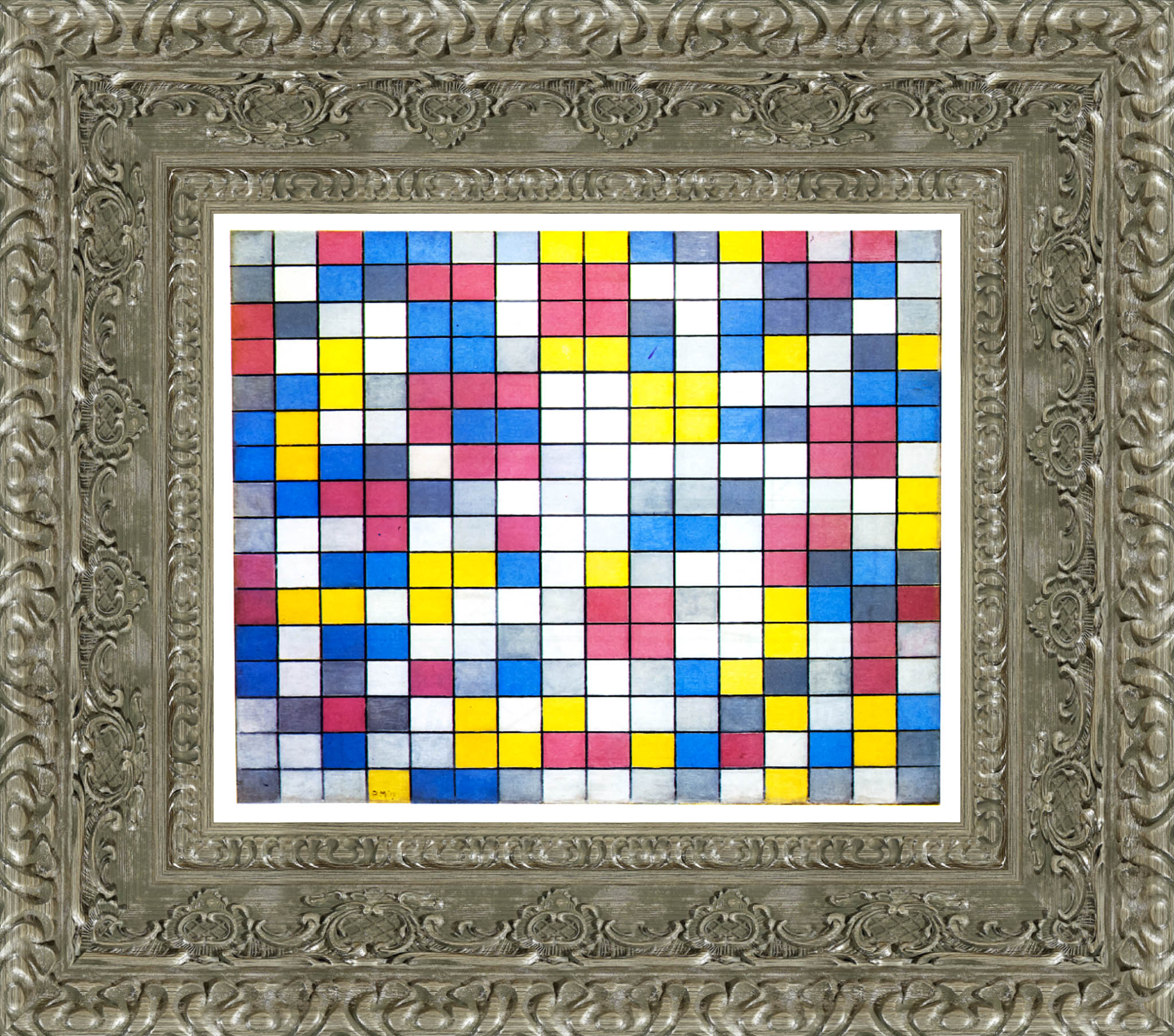 Composition Checkerboard Light Colours by Piet Mondrian — Framed Giclee Canvas Print | Canvas Classics
