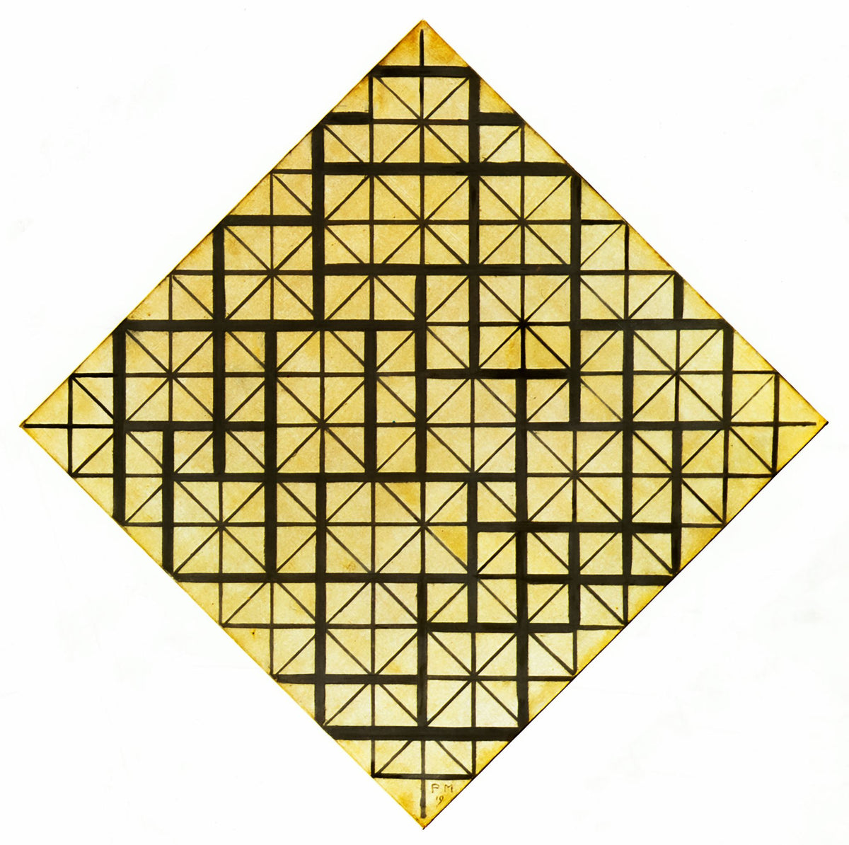 Composition With Grid 4 Lozenge - Piet Mondrian, 1919, framed