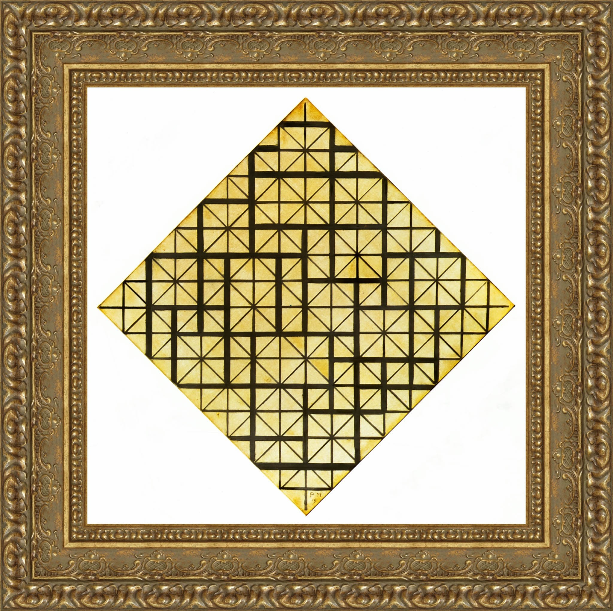 Composition With Grid 4 Lozenge - Piet Mondrian, 1919