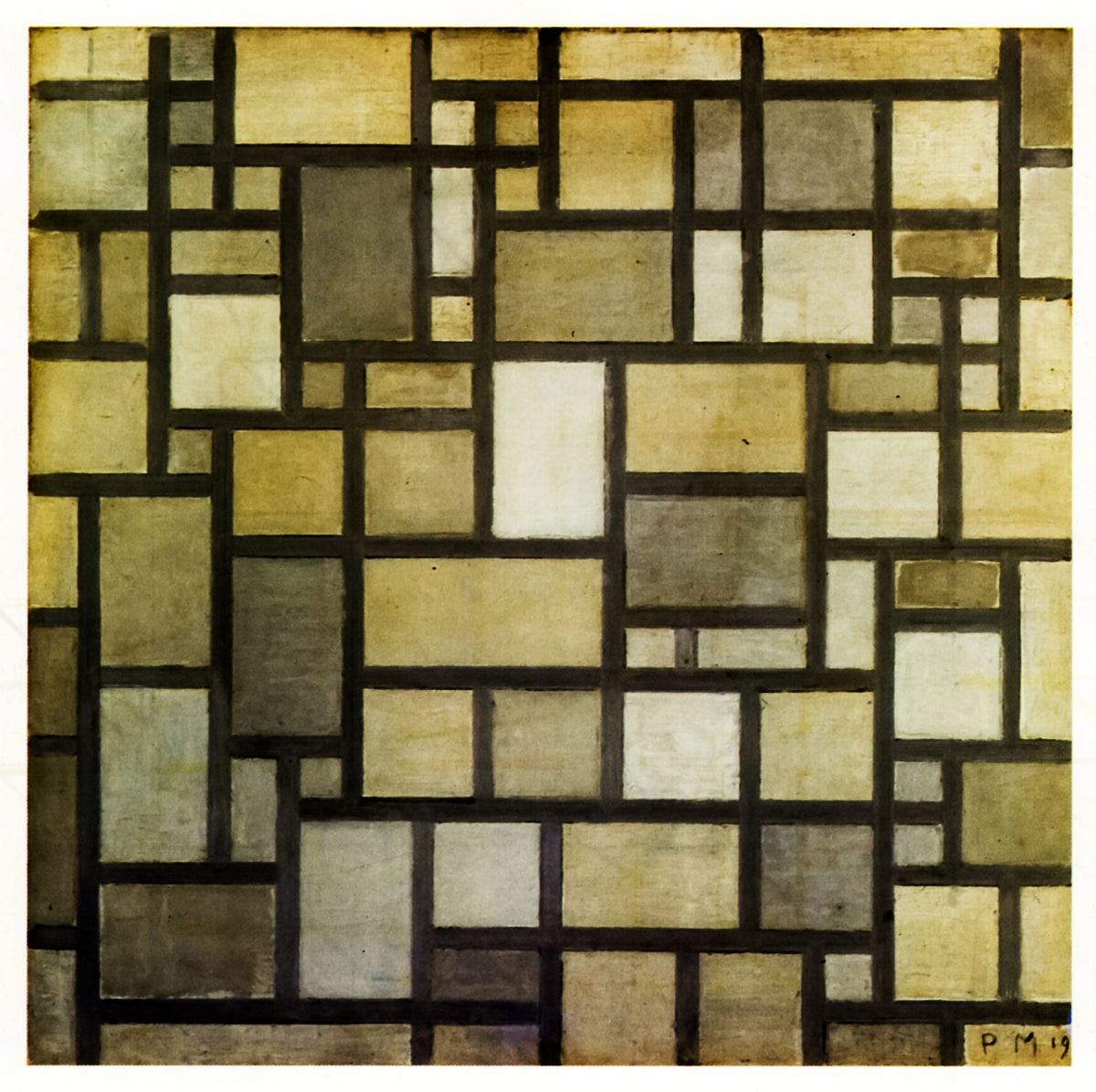 Composition With Grid 6 - Piet Mondrian. 1919, framed