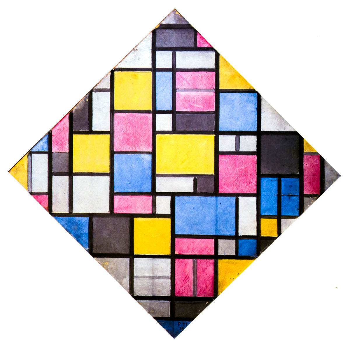Composition With Grid 7 Lozenge - Piet Mondrian, 1919, framed