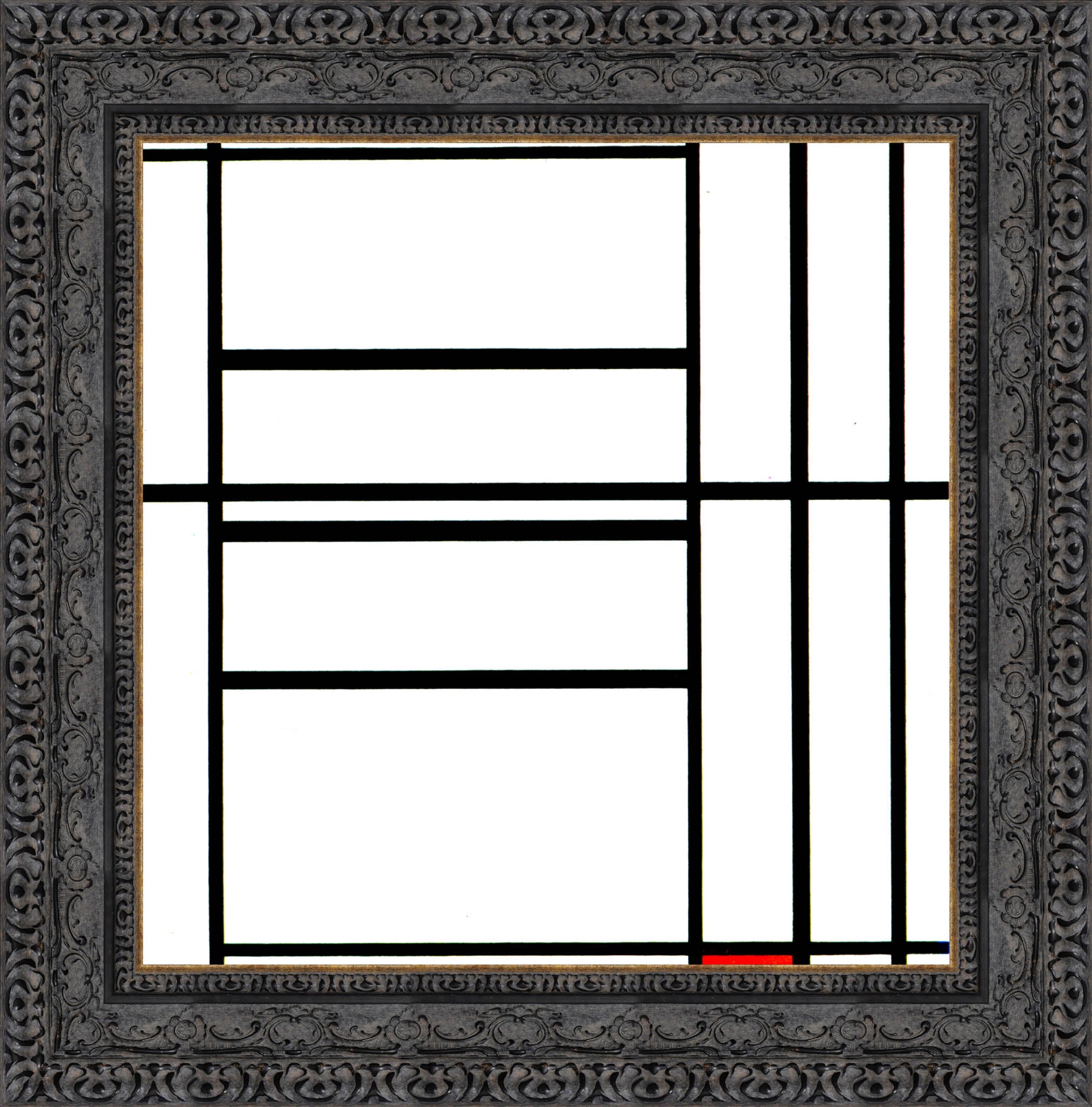 Composition with Red by Piet Mondrian — Framed Giclee Canvas Print | Canvas Classics
