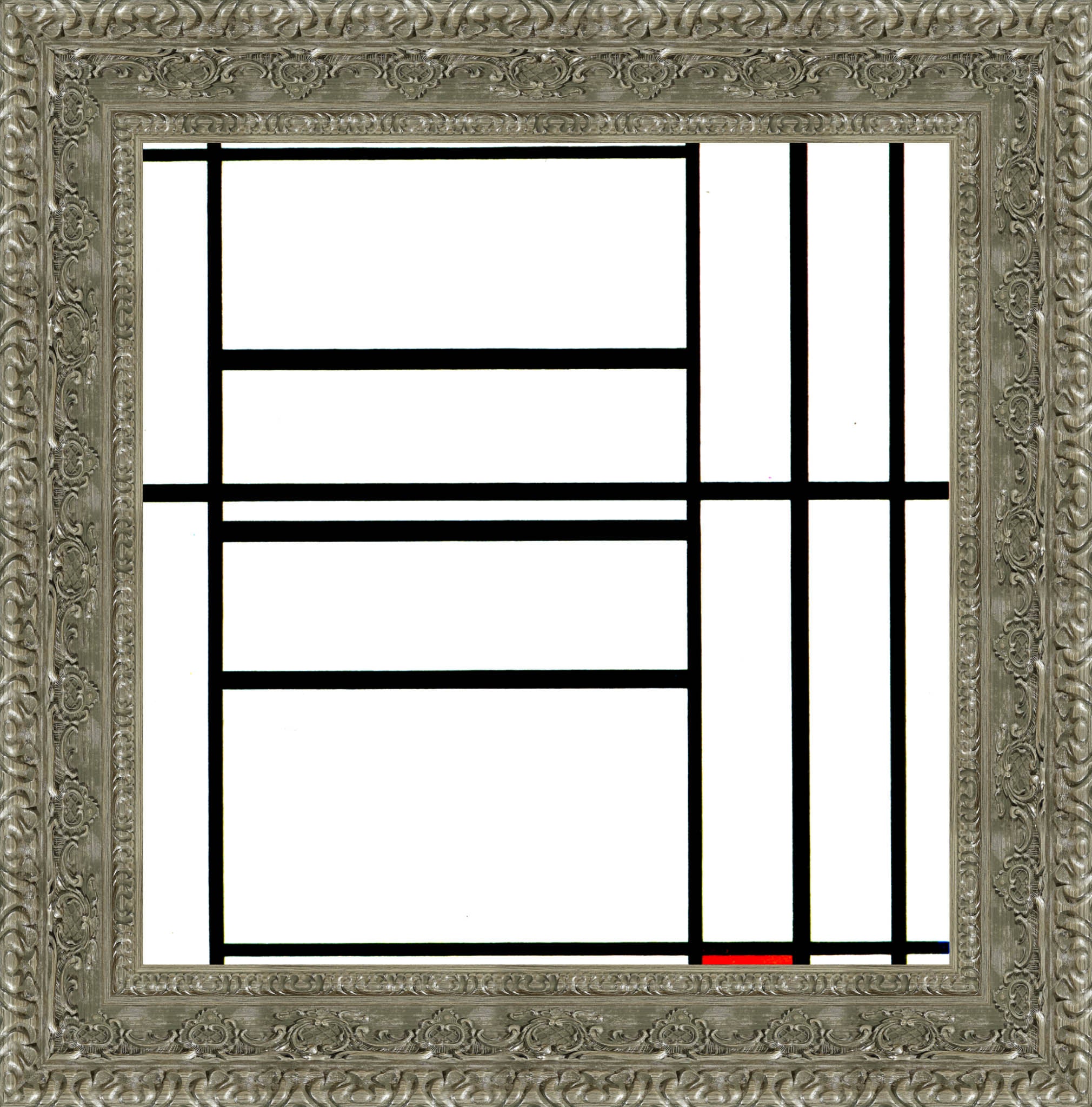 Composition with Red by Piet Mondrian — Framed Giclee Canvas Print | Canvas Classics