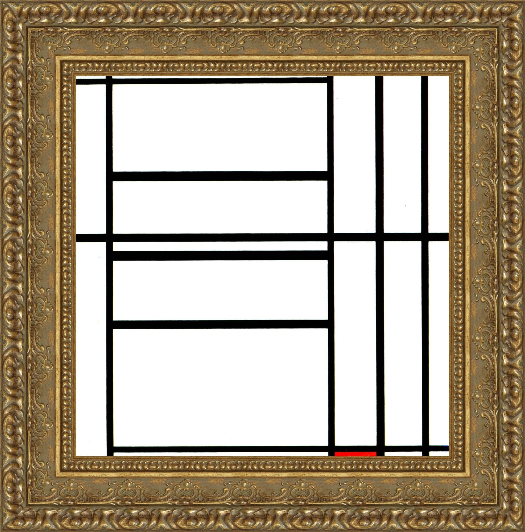 Composition with Red by Piet Mondrian — Framed Giclee Canvas Print | Canvas Classics