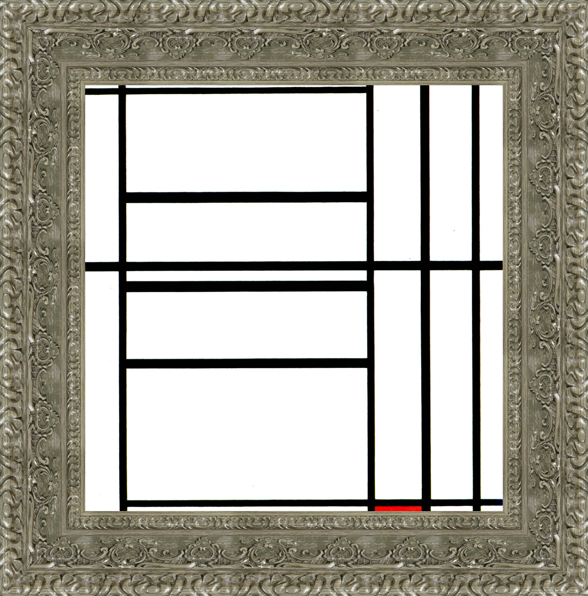 Composition with Red by Piet Mondrian — Framed Giclee Canvas Print | Canvas Classics