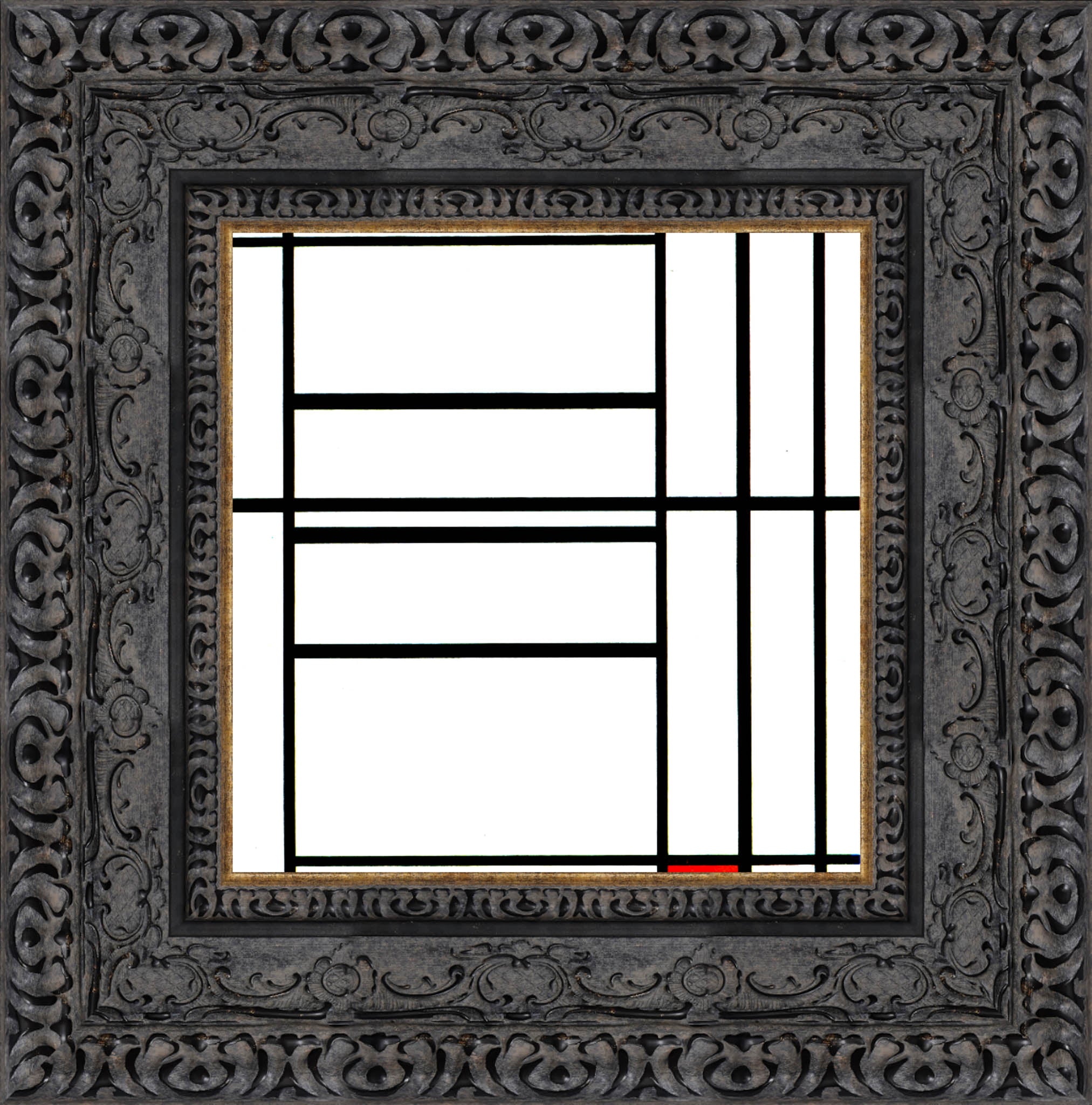 Composition with Red by Piet Mondrian — Framed Giclee Canvas Print | Canvas Classics