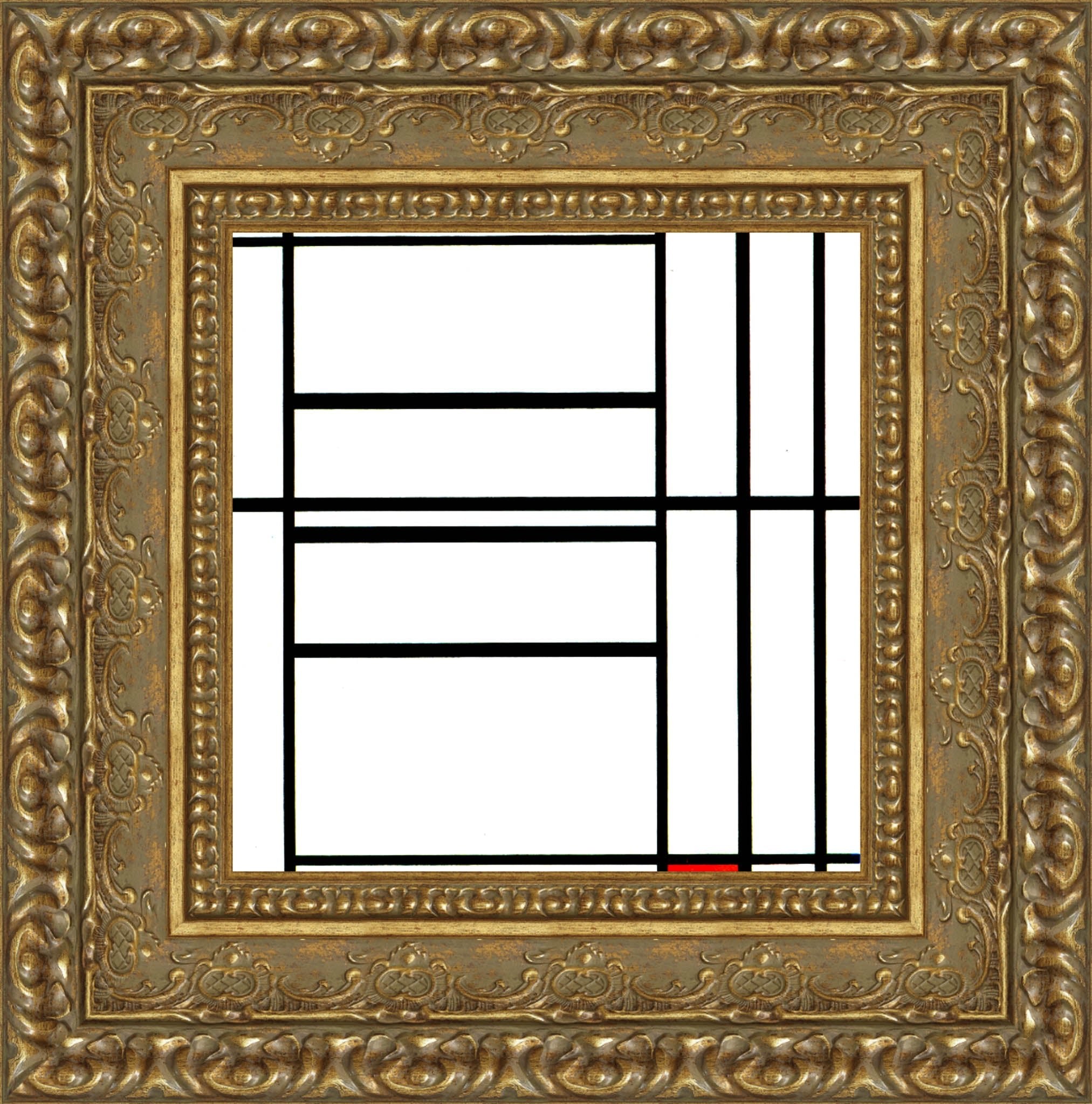 Composition with Red by Piet Mondrian — Framed Giclee Canvas Print | Canvas Classics