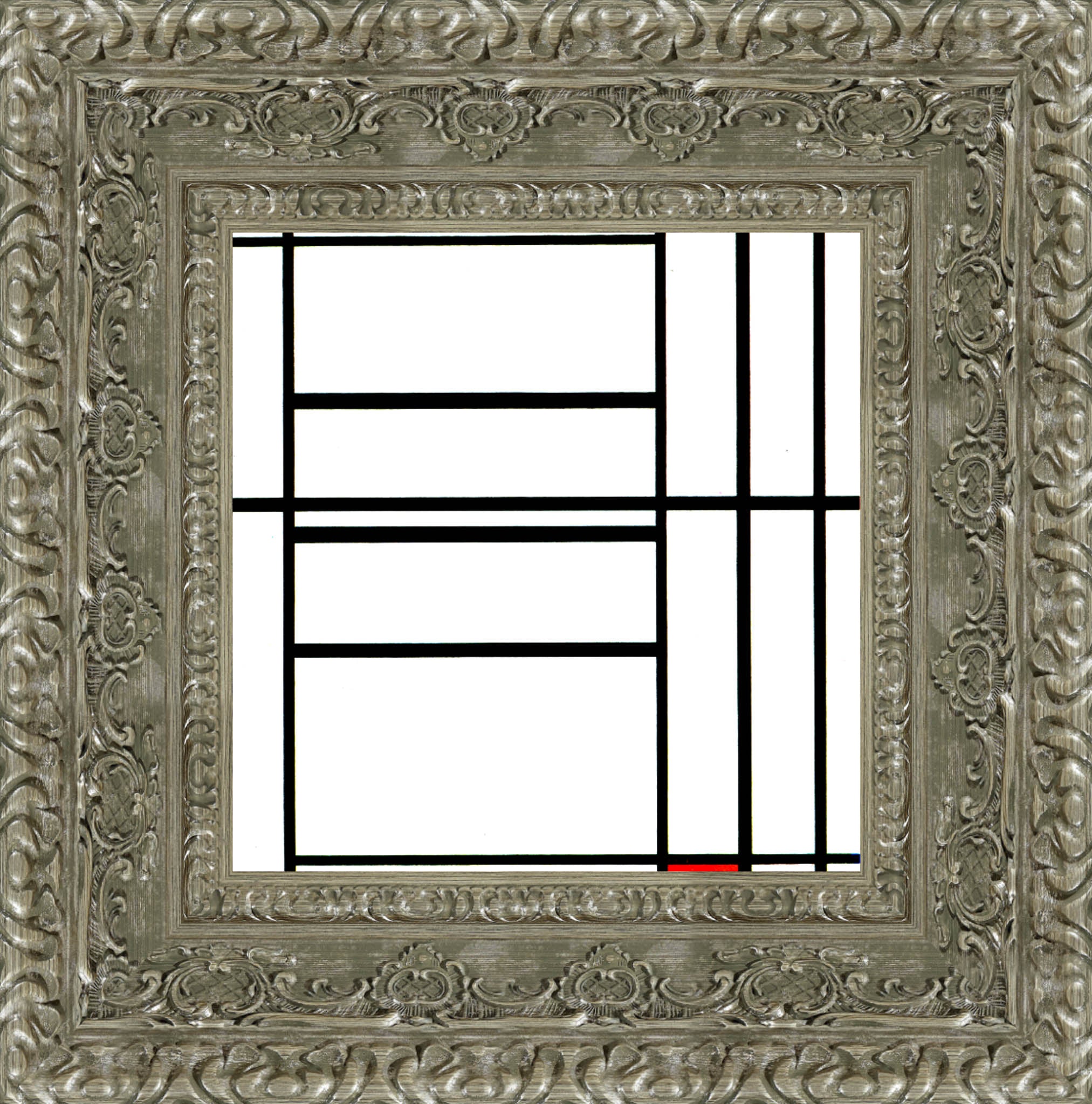 Composition with Red by Piet Mondrian — Framed Giclee Canvas Print | Canvas Classics