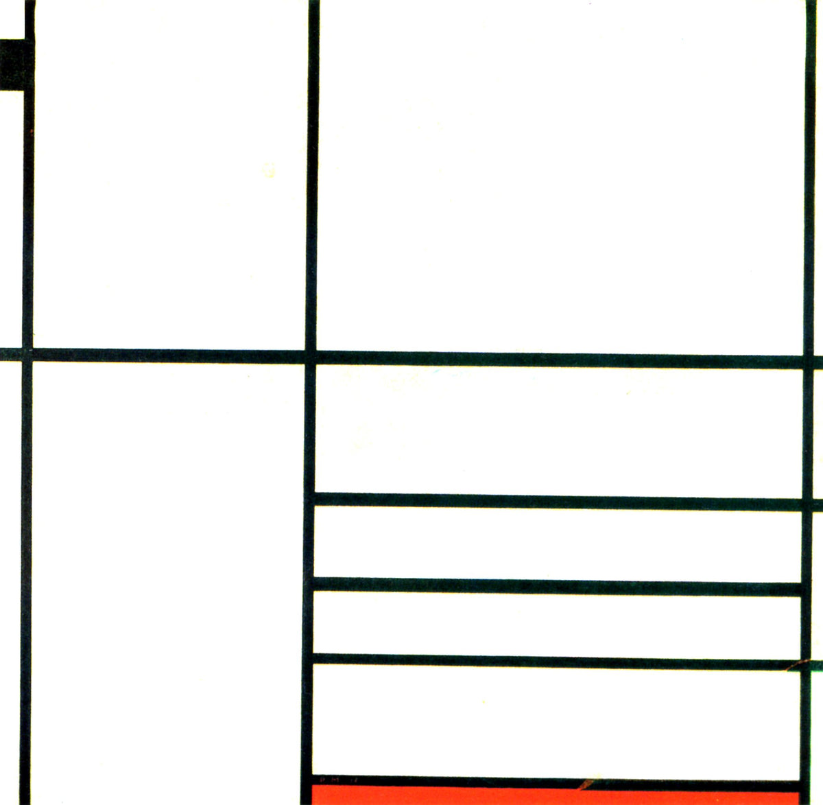 Composition with Red and Black – Piet Mondrian, 1936, framed