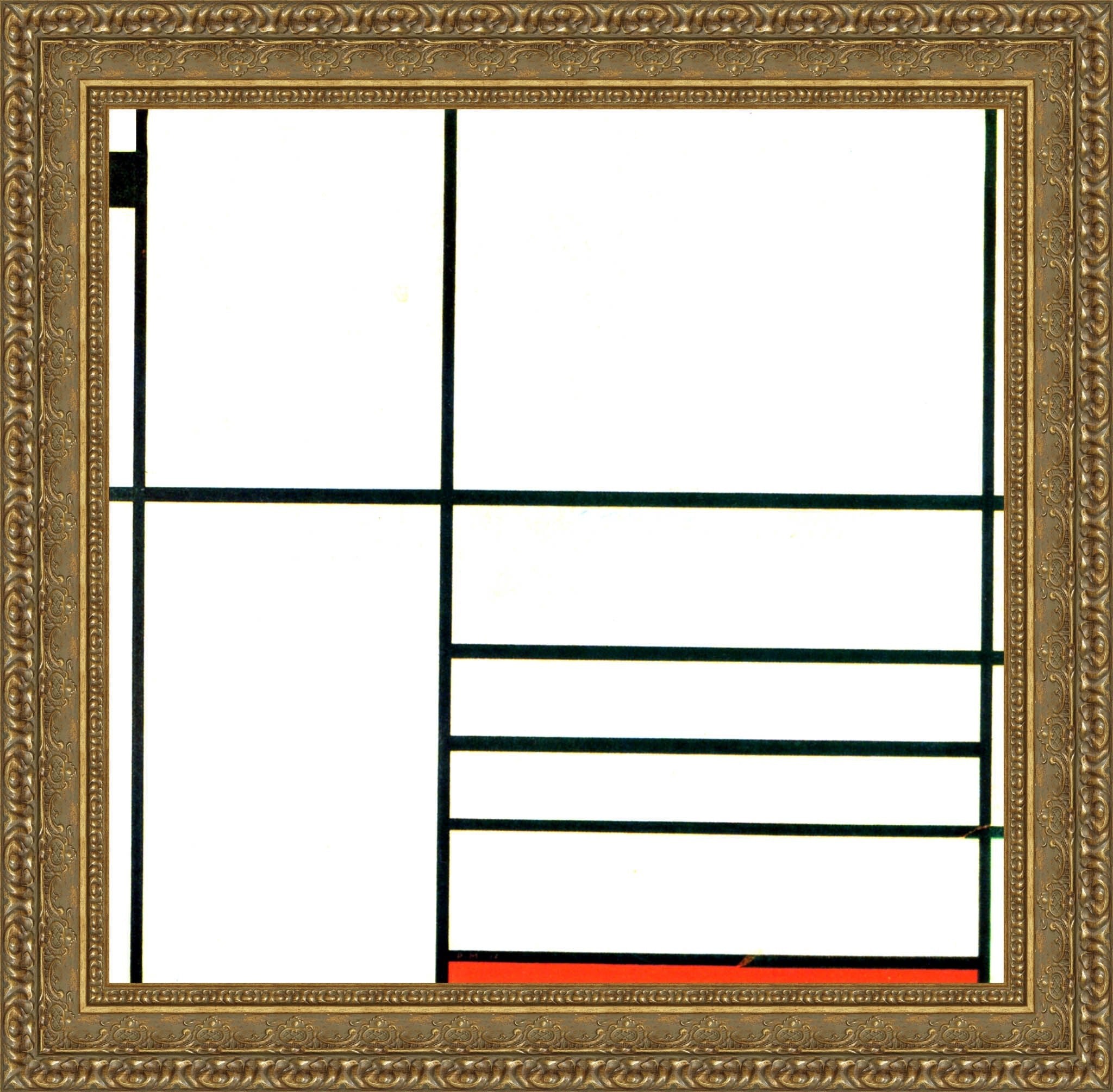 Composition with Red and Black by Piet Mondrian — Framed Giclee Canvas Print | Canvas Classics