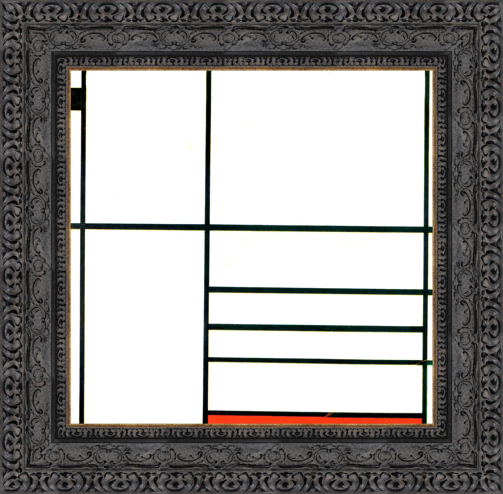 Composition with Red and Black by Piet Mondrian — Framed Giclee Canvas Print | Canvas Classics