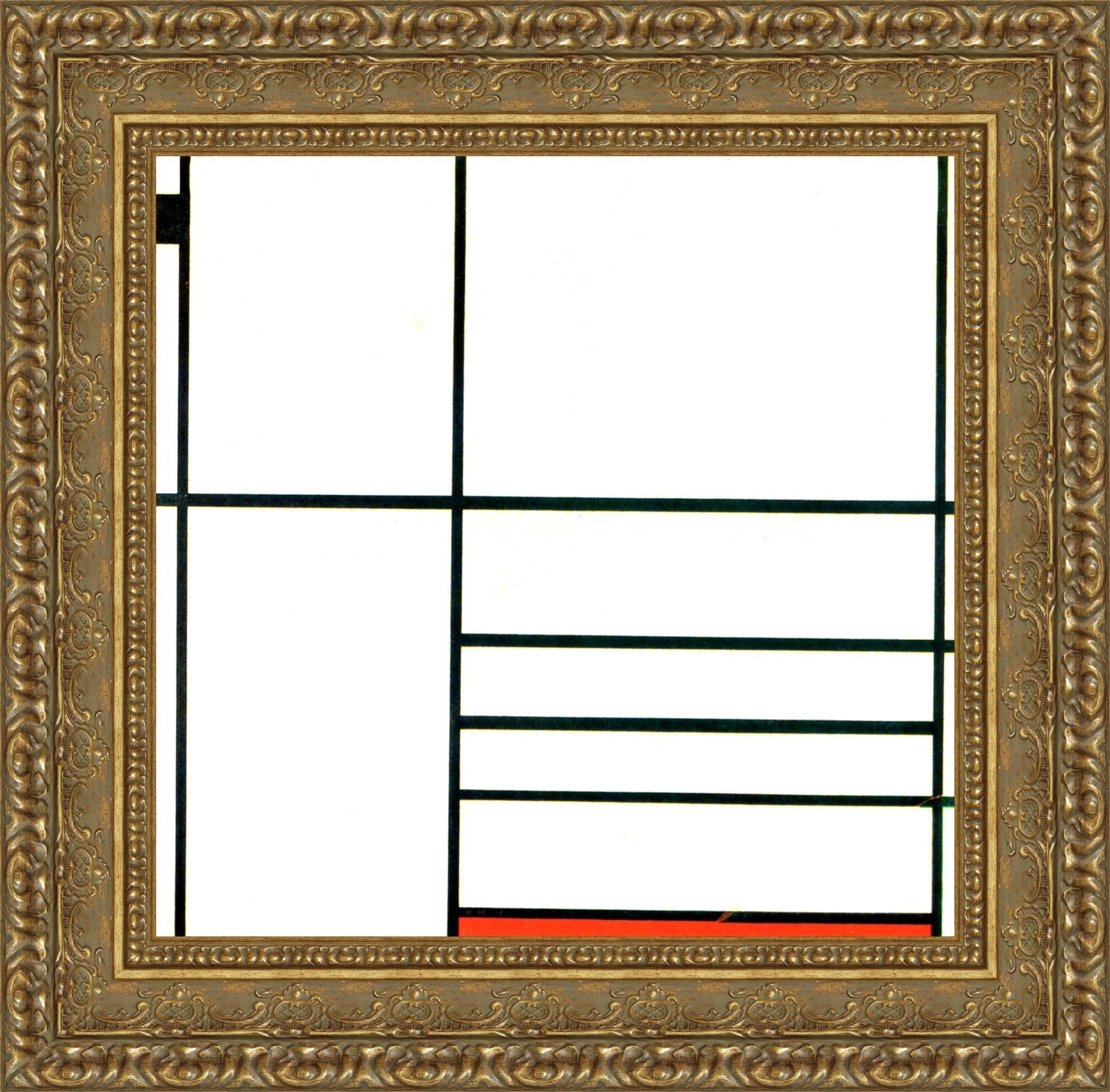 Composition with Red and Black by Piet Mondrian — Framed Giclee Canvas Print | Canvas Classics