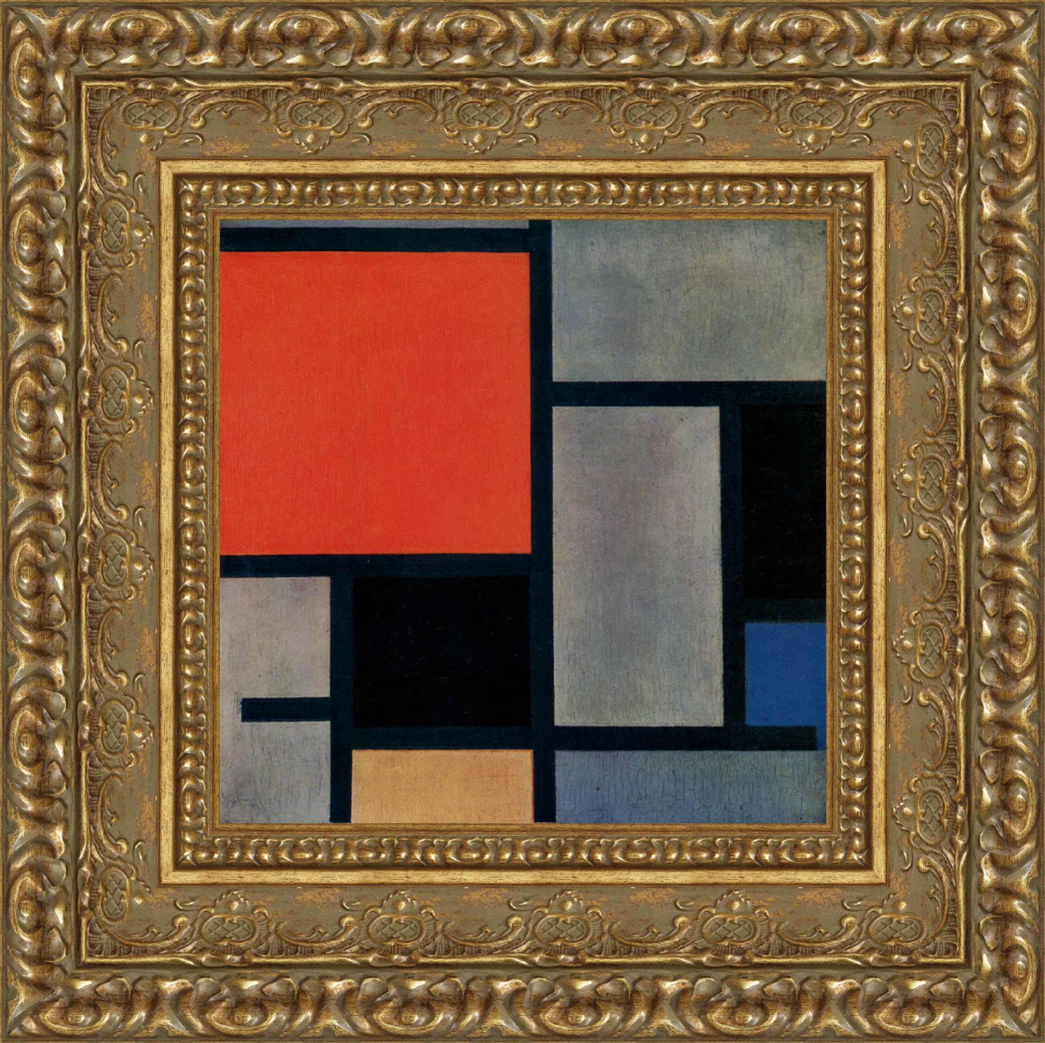 Composition with Red, Yellow, and Blue by Piet Mondrian — Framed Giclee Canvas Print | Canvas Classics