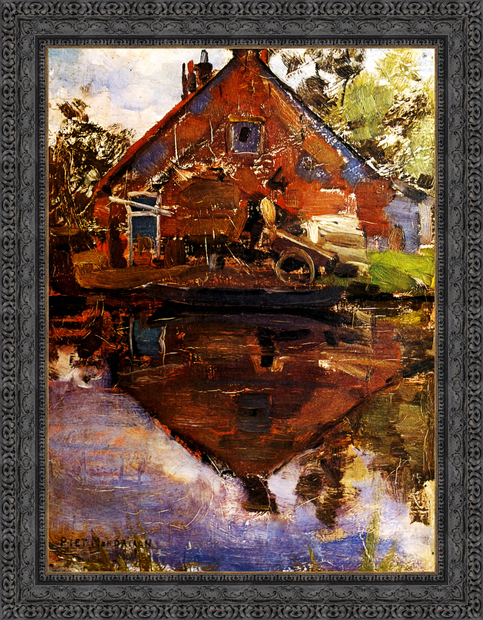 House on the Gein by Piet Mondrian — Framed Giclee Canvas Print | Canvas Classics