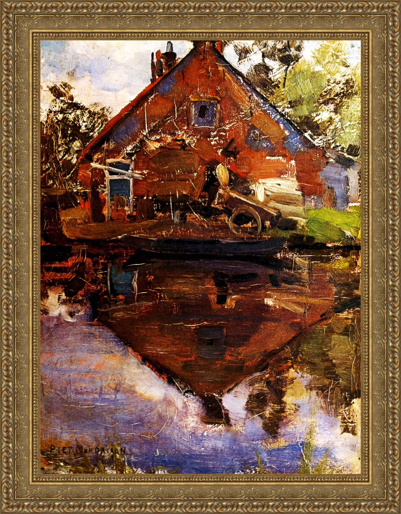 House on the Gein by Piet Mondrian — Framed Giclee Canvas Print | Canvas Classics