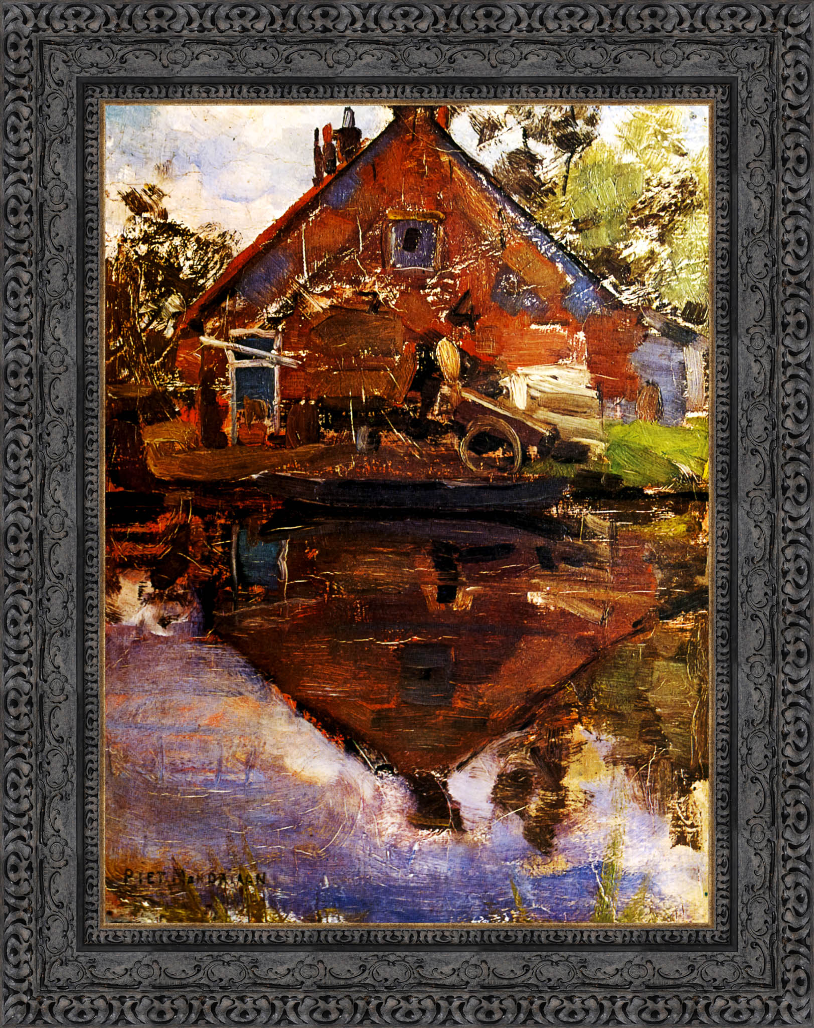 House on the Gein by Piet Mondrian — Framed Giclee Canvas Print | Canvas Classics