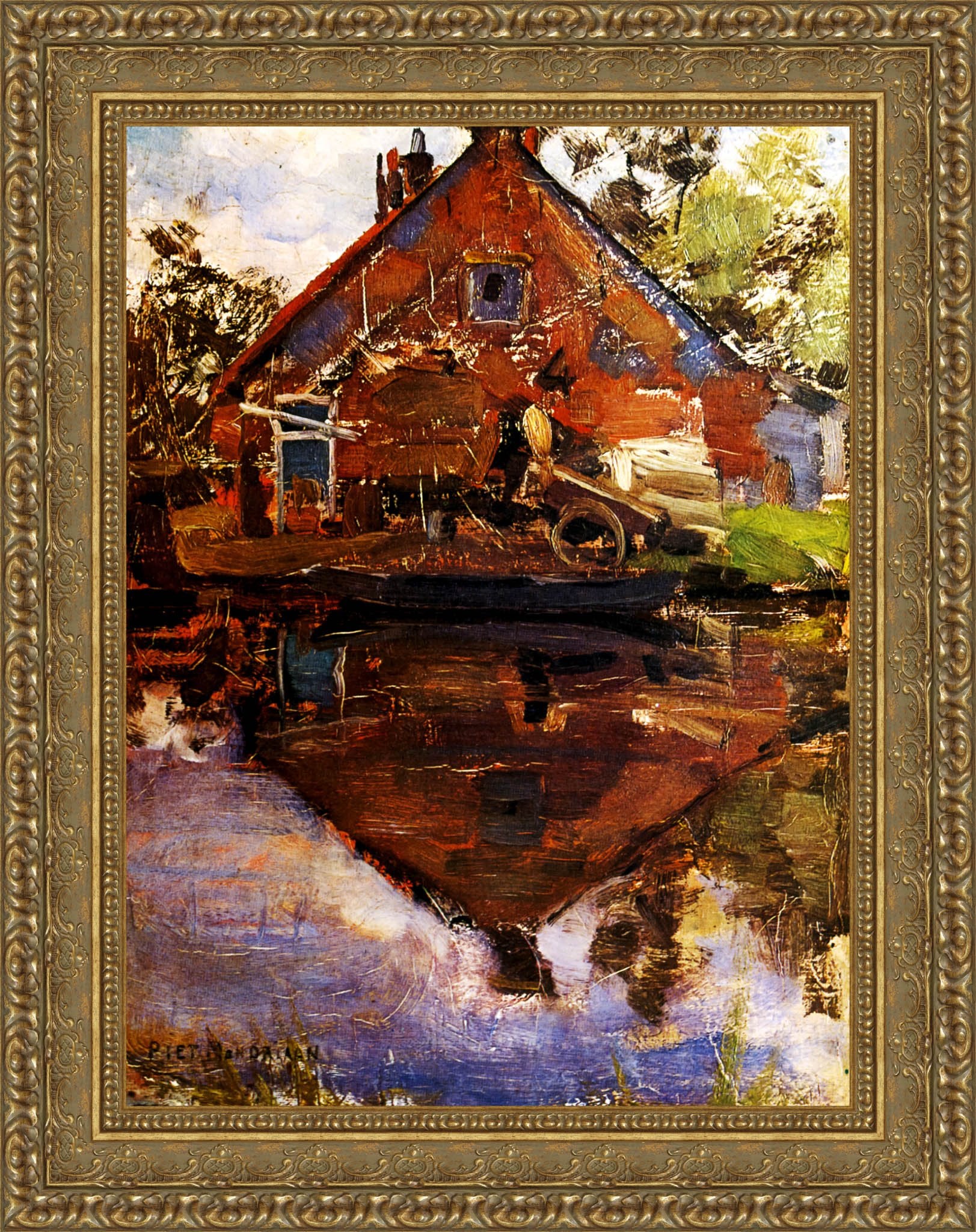House on the Gein by Piet Mondrian — Framed Giclee Canvas Print | Canvas Classics