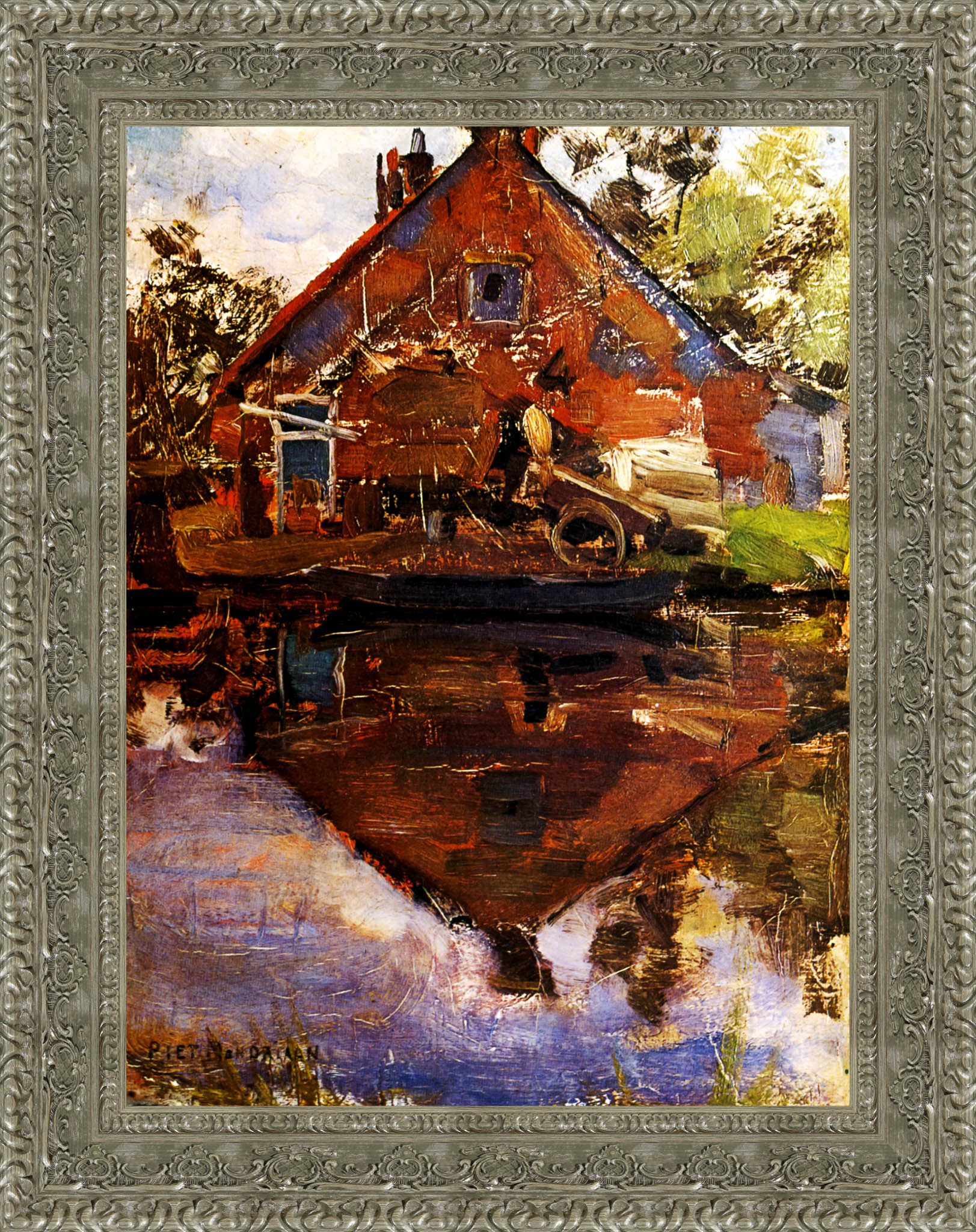 House on the Gein by Piet Mondrian — Framed Giclee Canvas Print | Canvas Classics
