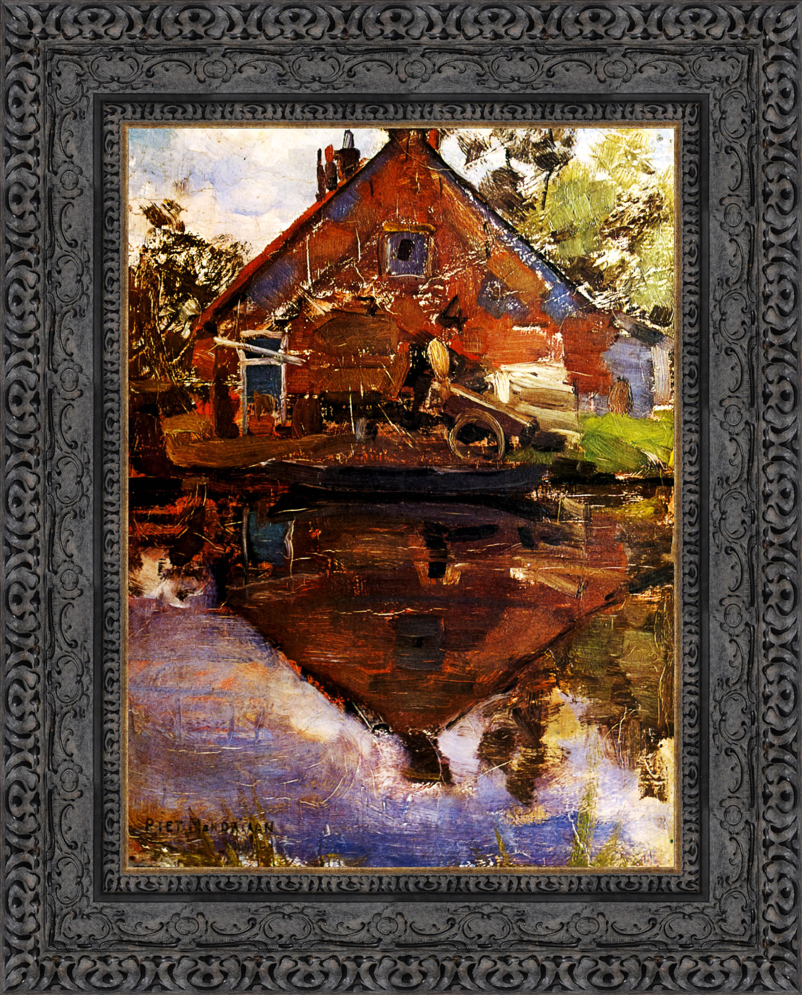 House on the Gein by Piet Mondrian — Framed Giclee Canvas Print | Canvas Classics