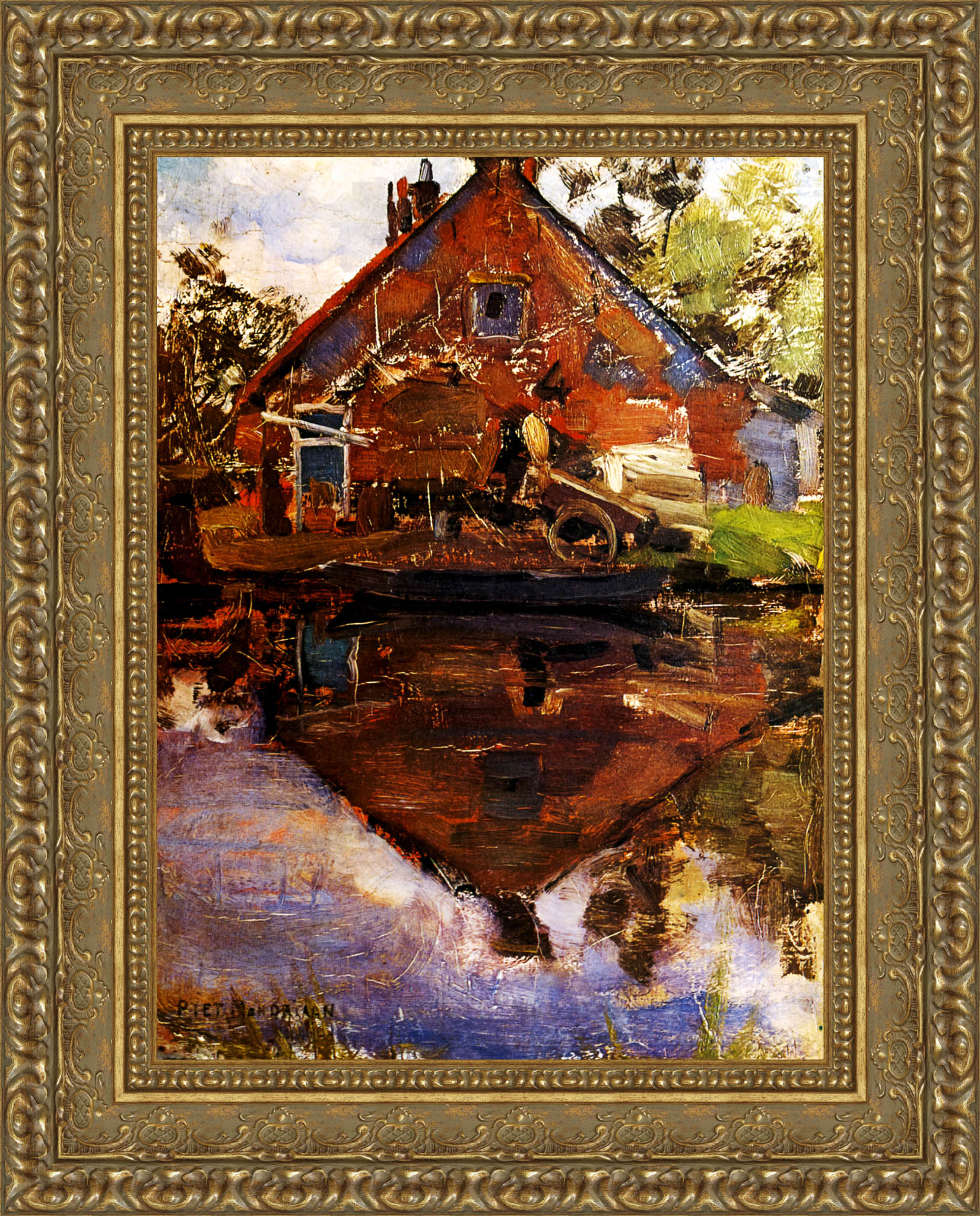 House on the Gein by Piet Mondrian — Framed Giclee Canvas Print | Canvas Classics