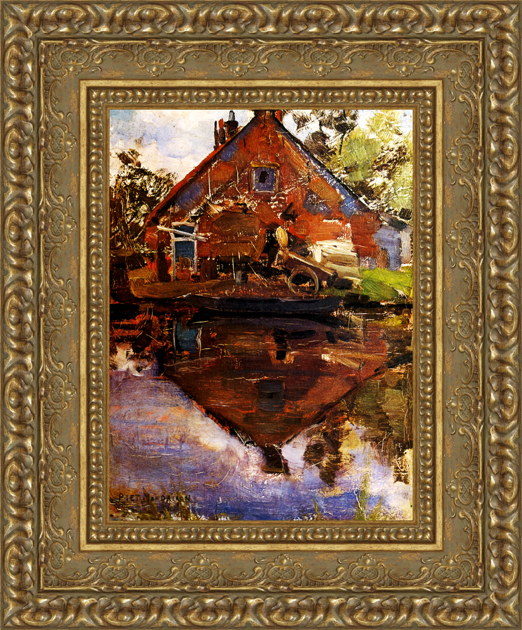 House on the Gein by Piet Mondrian — Framed Giclee Canvas Print | Canvas Classics