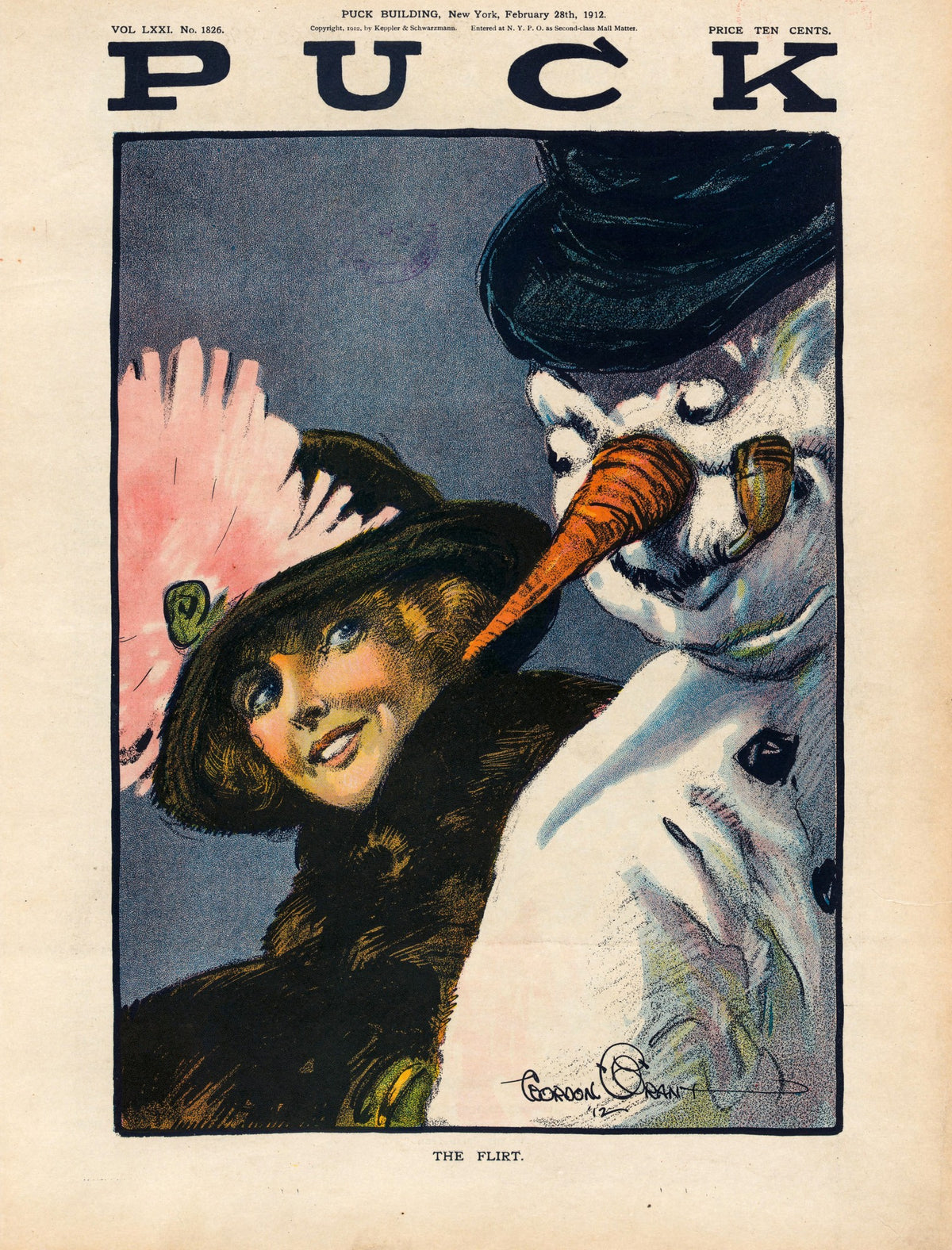 The Flirt – Puck Magazine Cover, February 1912, framed