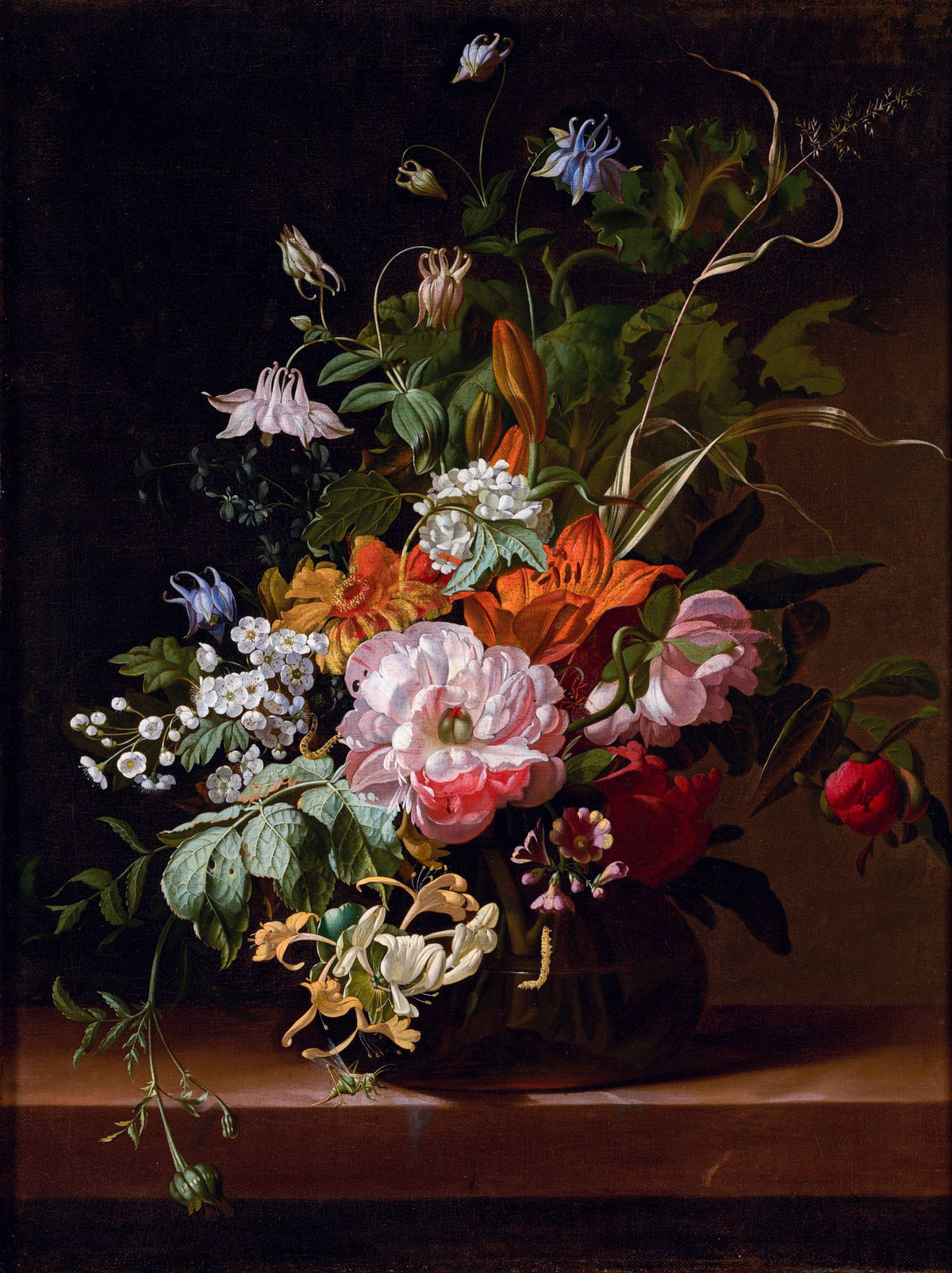 Flowers In A Vase – Rachel Ruysch, 1695, framed