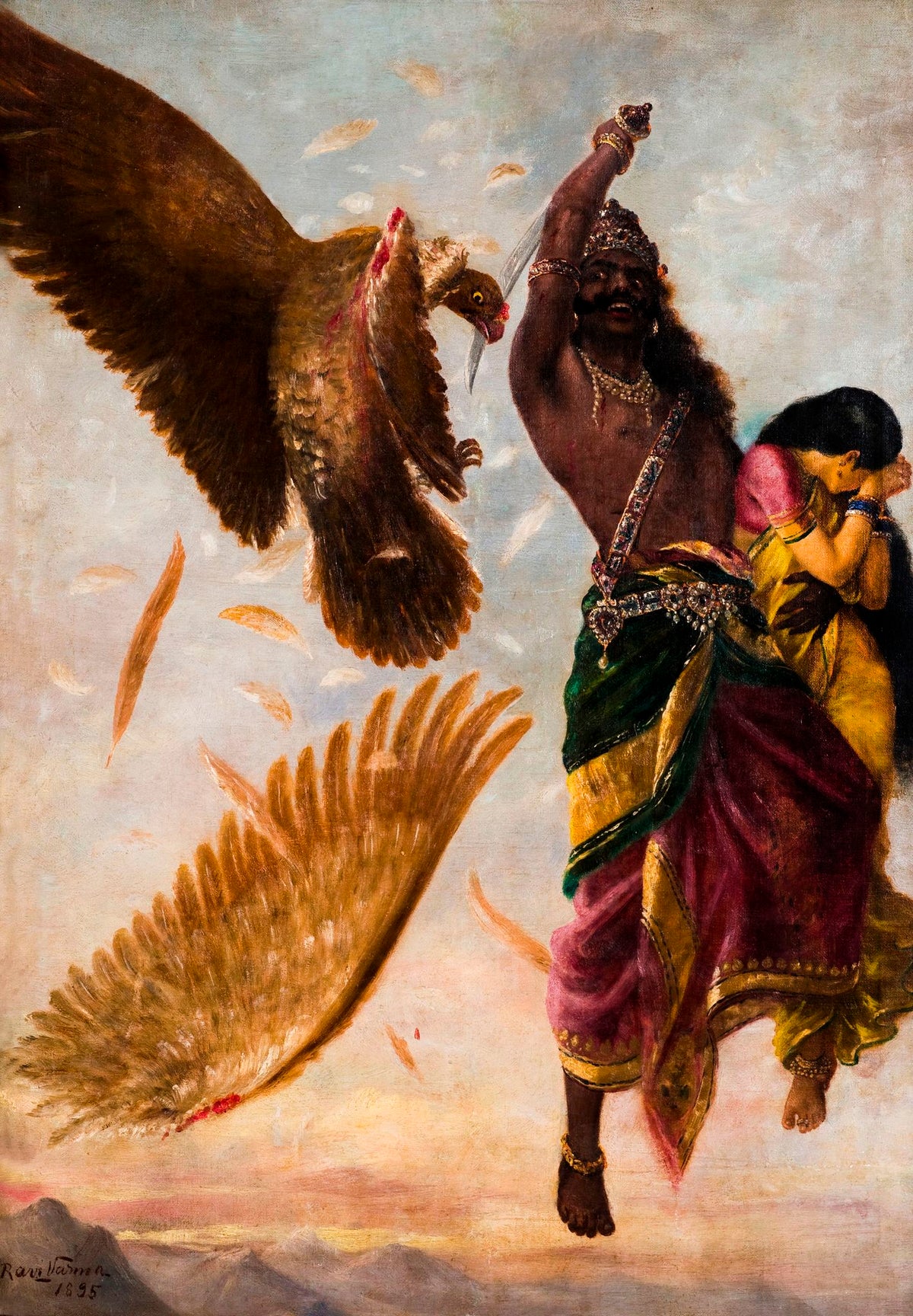 Jatayu Vadh (The Slaying of Jatayu) – Raja Ravi Varma, 1895, unframed