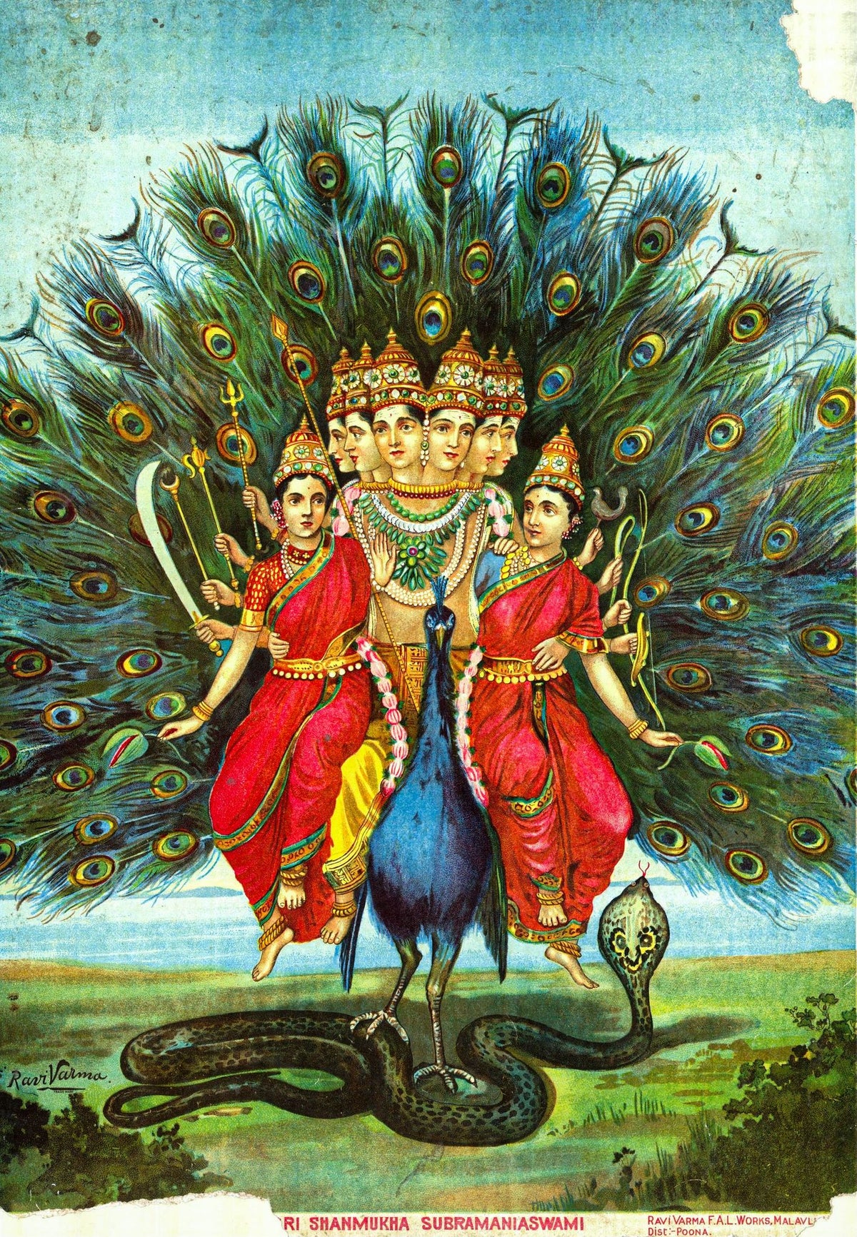 Shanmukha Subramanya Swami – Raja Ravi Varma, c. 1904, unframed