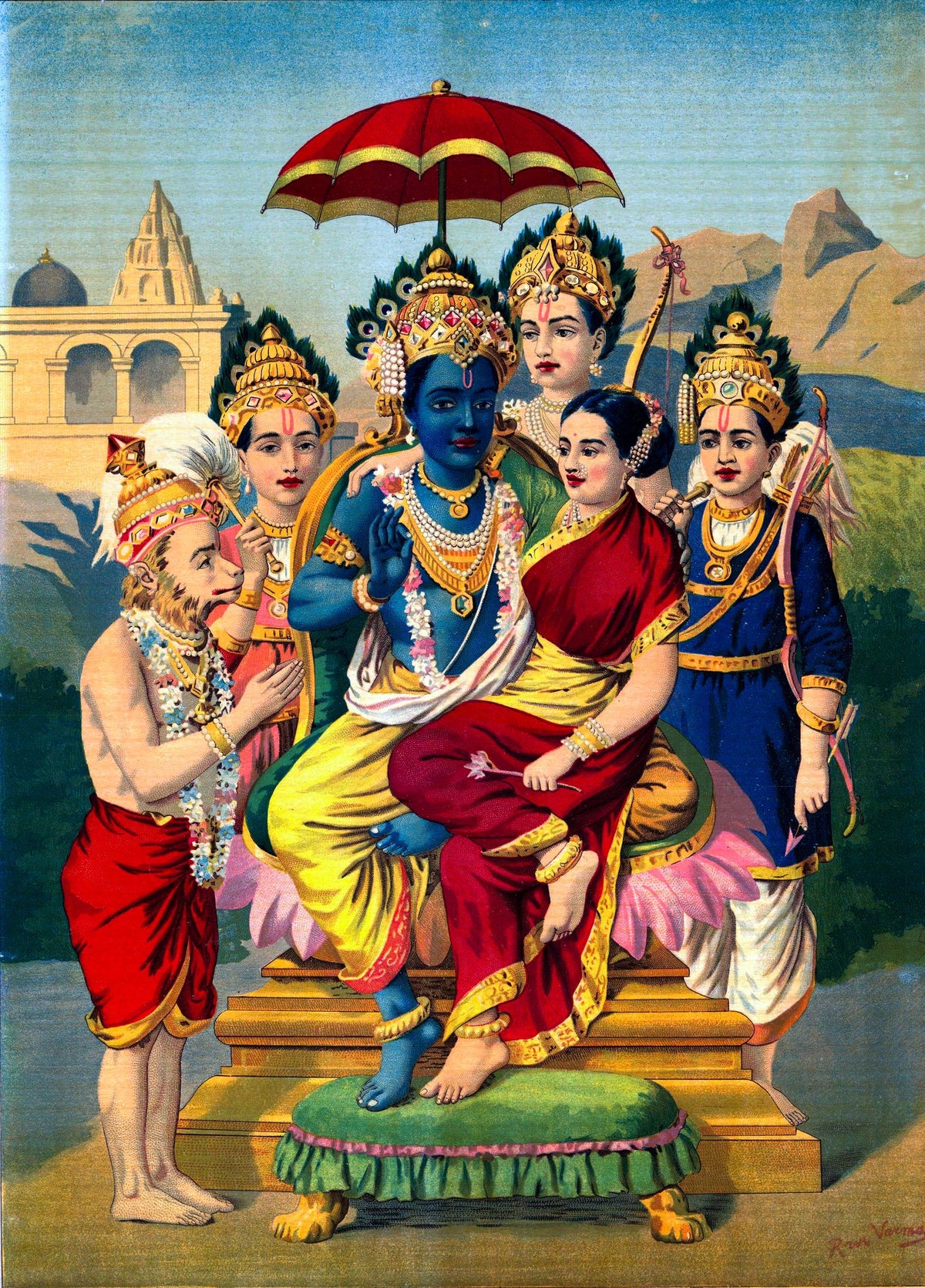 Rama Panchayatan – Raja Ravi Varma, c. 1900, unframed