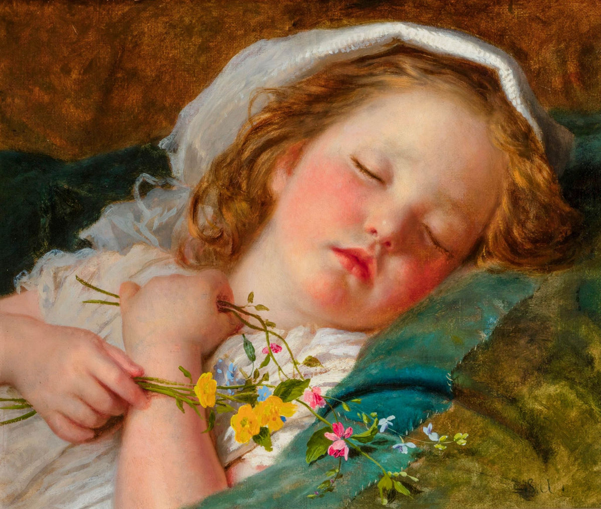 Fast Asleep – Sophie Anderson, c. 1870, framed