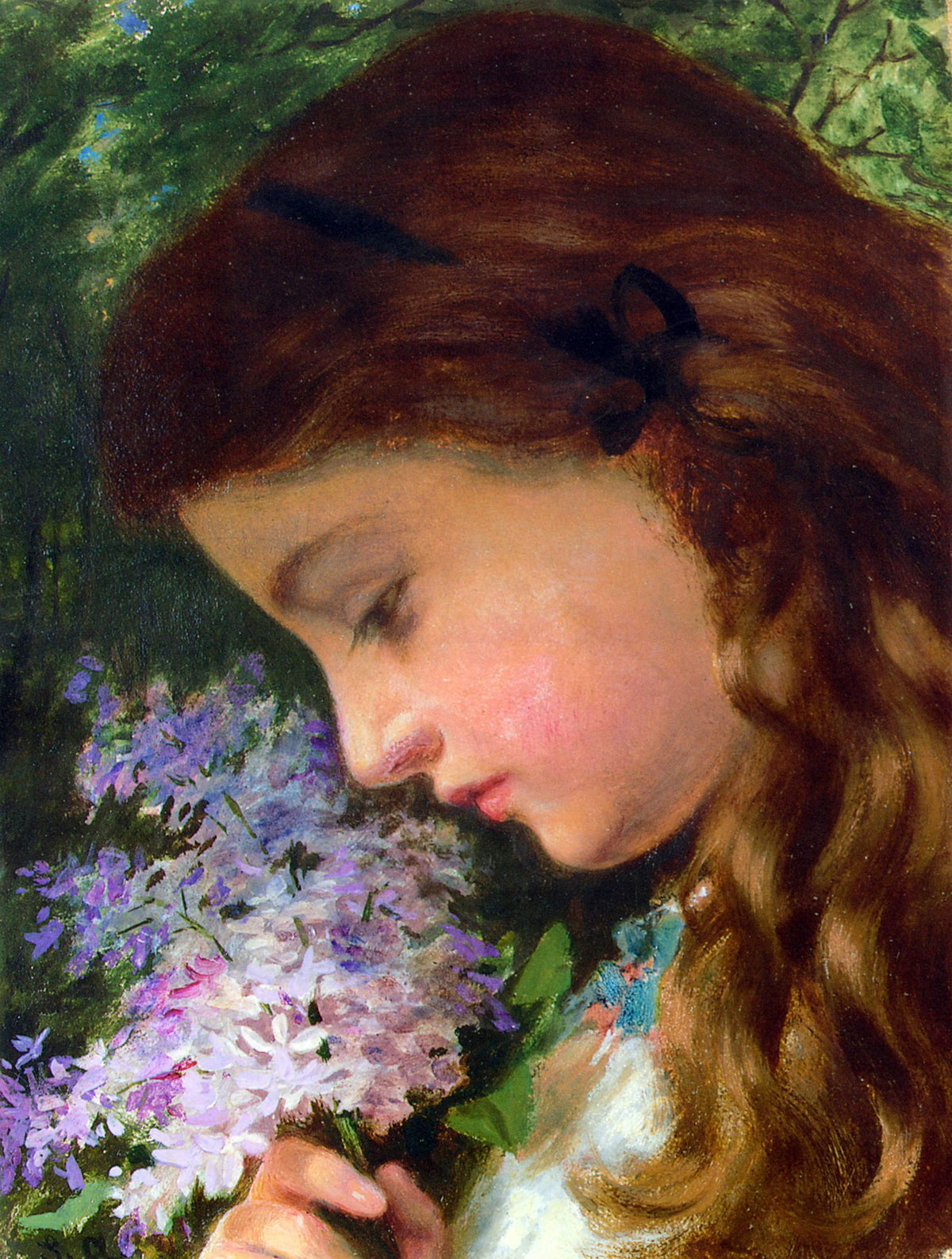 Girl With Lilac – Sophie Anderson, c. 1865, framed