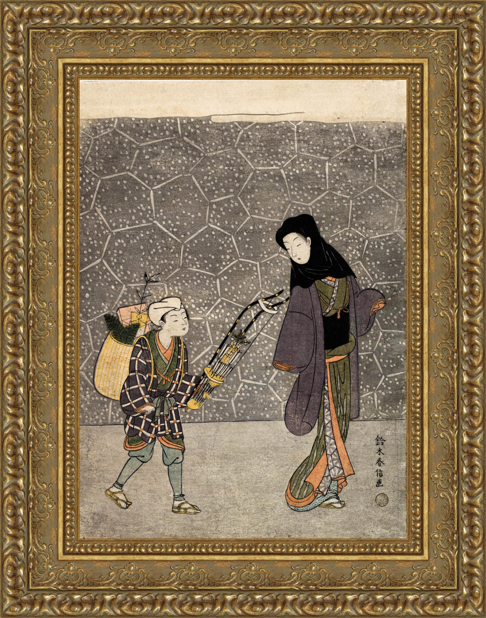 Woman Buying New Year Decorations from a Boy Peddler – Suzuki Harunobu, c. 1765
