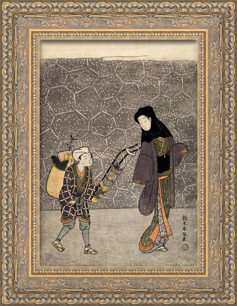 Woman Buying New Year Decorations from a Boy Peddler – Suzuki Harunobu, c. 1765