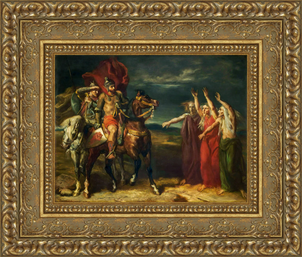 Macbeth and the Three Witches by Théodore Chassériau — Framed Giclee Canvas Print | Canvas Classics