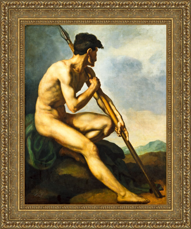 Nude Warrior with a Spear – Théodore Géricault, 1812